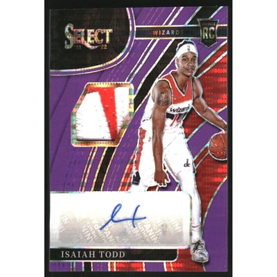 2021-22 Select Rookie Jersey Autographs Prizms Neon Purple Pulsar #8 Isaiah Todd/15