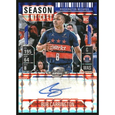2024-25 Panini Mosaic Rookie Variation Season Ticket Signatures Blue #31 Bub Carrington