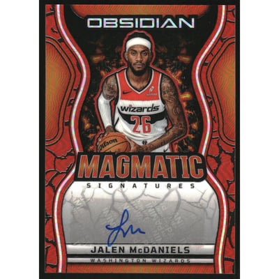 2024-25 Panini Obsidian Magmatic Signatures Electric Etch Orange Flood #7 Jalen McDaniels/99