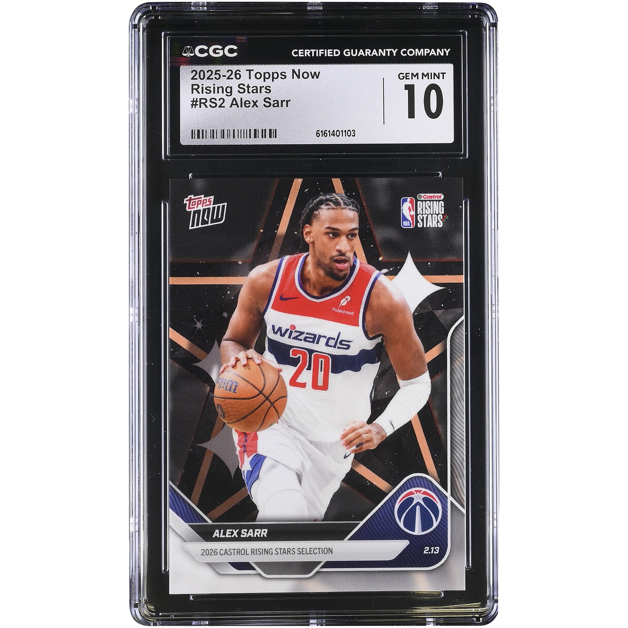 Alex Sarr Washington Wizards 2025-26 Topps Now Rising Stars #RS2 CGC Authenticated 10 Card