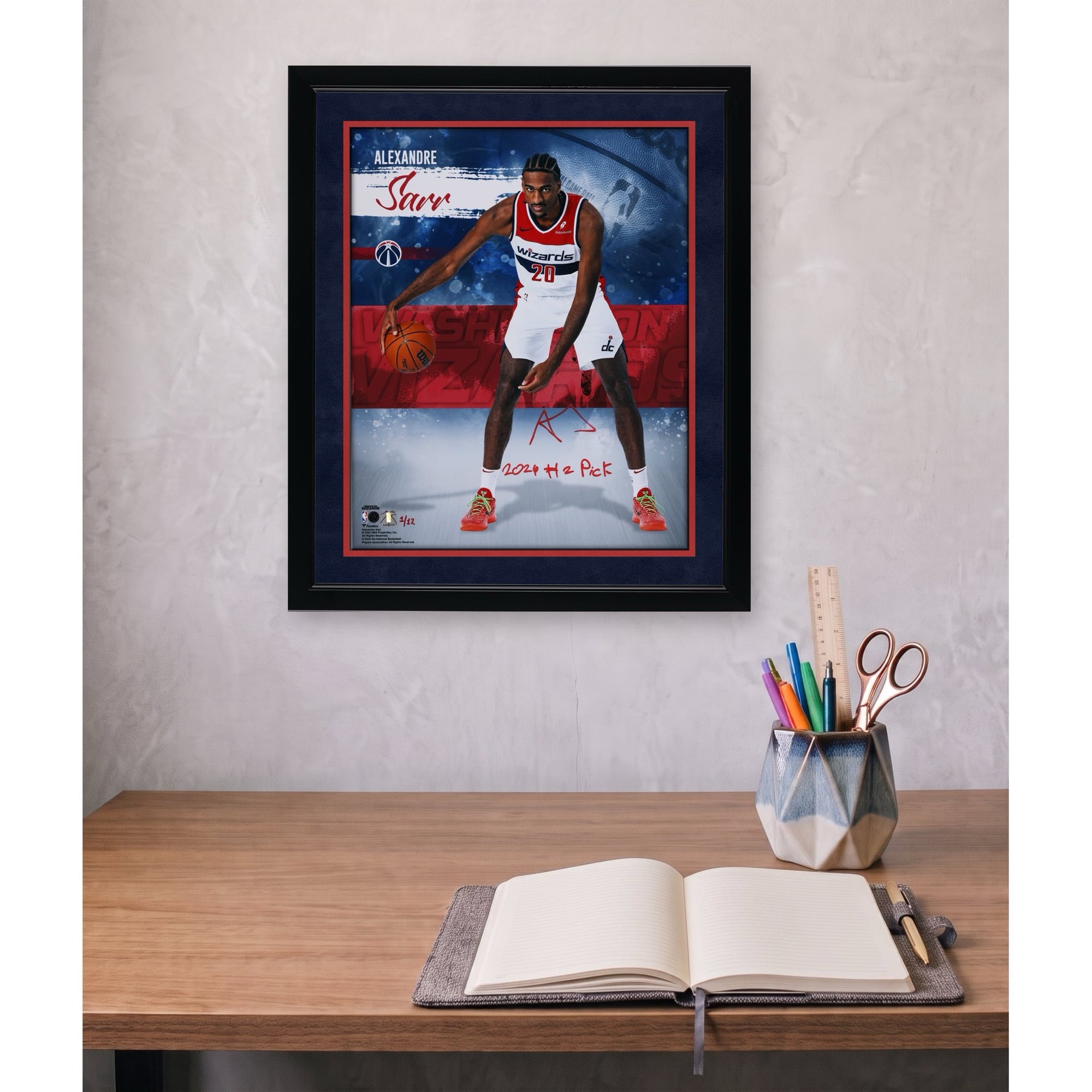 Alexandre Sarr Washington Wizards Autographed 16" x 20" Stylized Photograph with "2024 #2 Pick" Inscription - Limited Edition #1/12