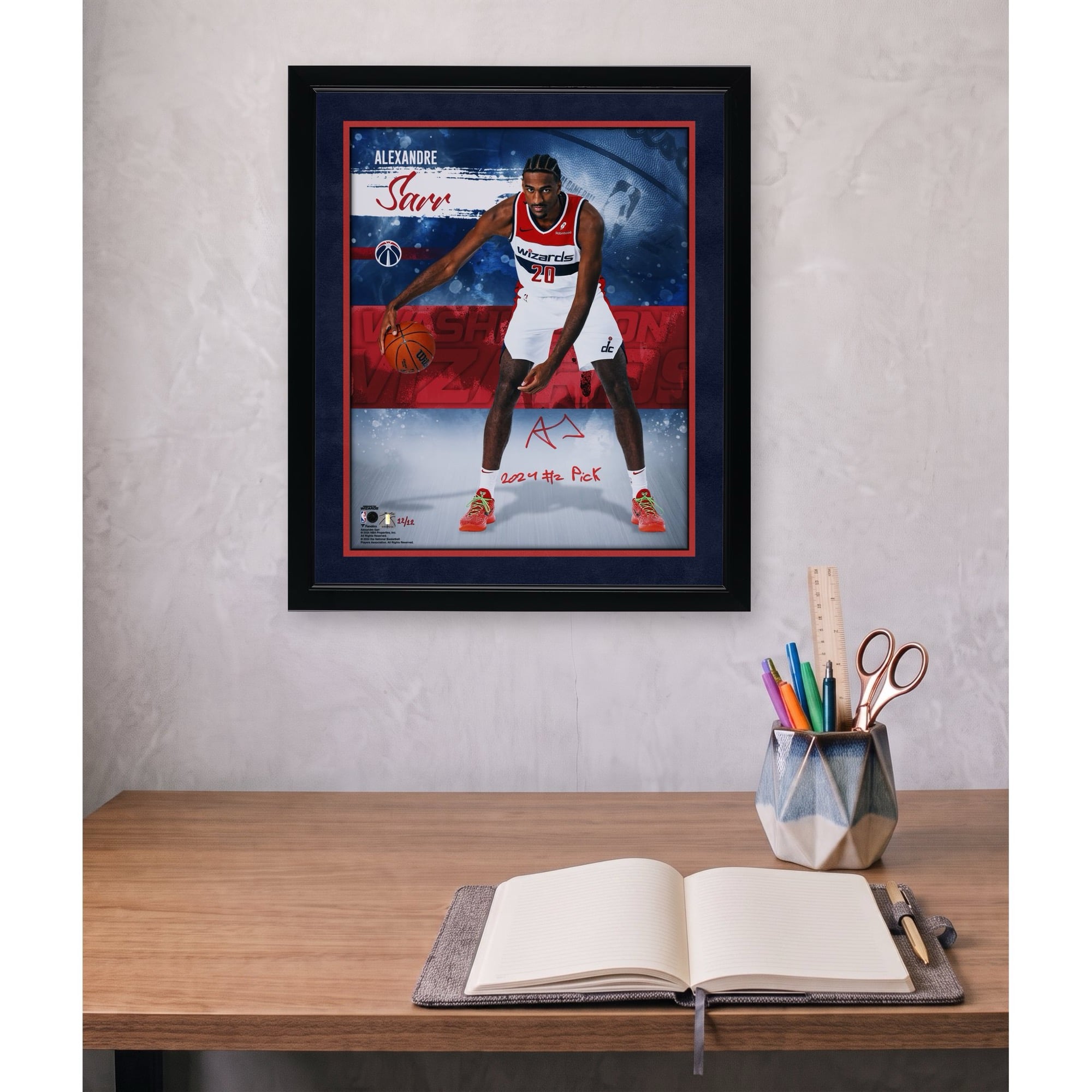 Alexandre Sarr Washington Wizards Autographed 16" x 20" Stylized Photograph with "2024 #2 Pick" Inscription - Limited Edition #12/12
