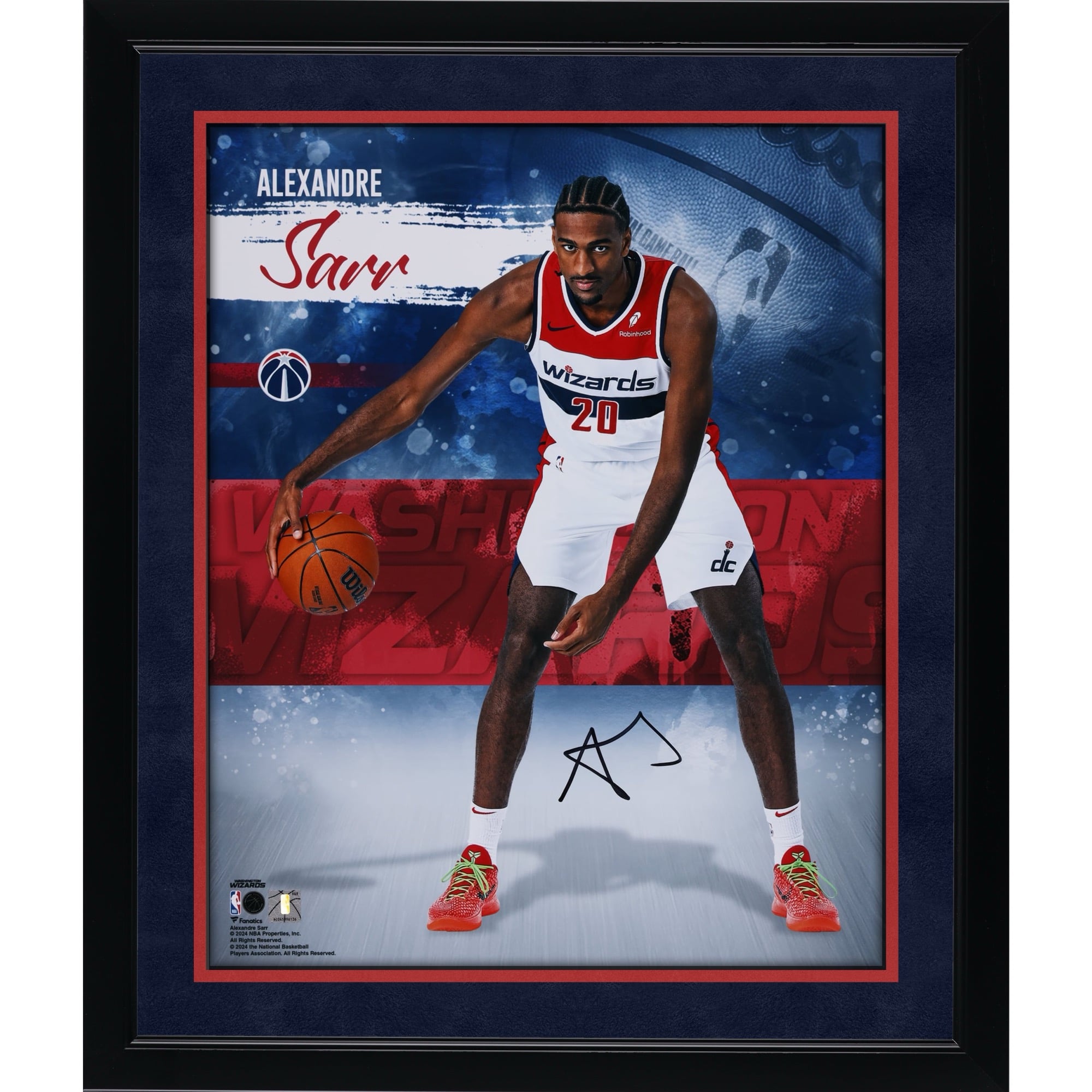 Alexandre Sarr Washington Wizards Autographed 16" x 20" Stylized Photograph