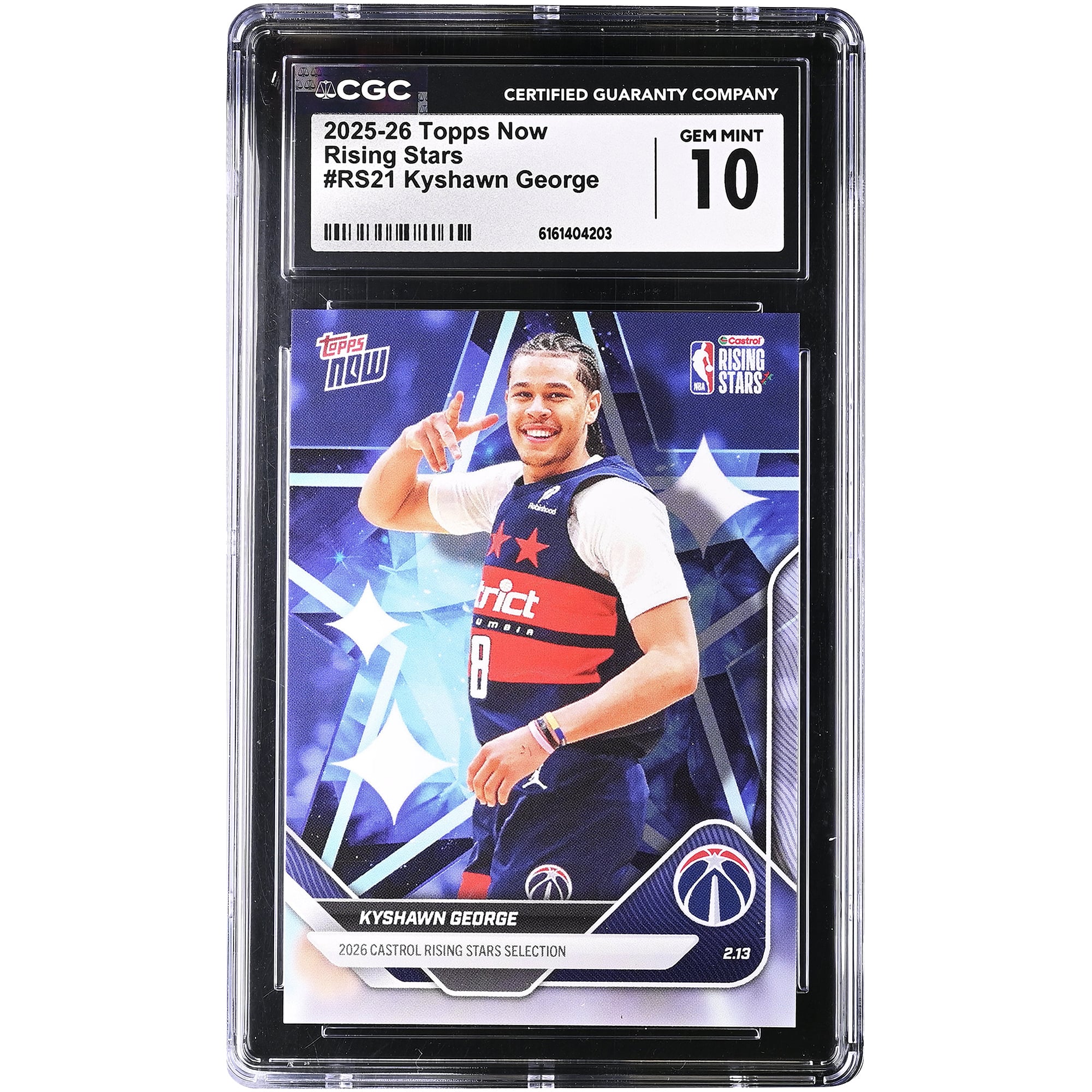 Carte Kyshawn George Washington Wizards 2025-26 Topps Now Rising Stars #RS21 authentifiée CGC (10 cartes)