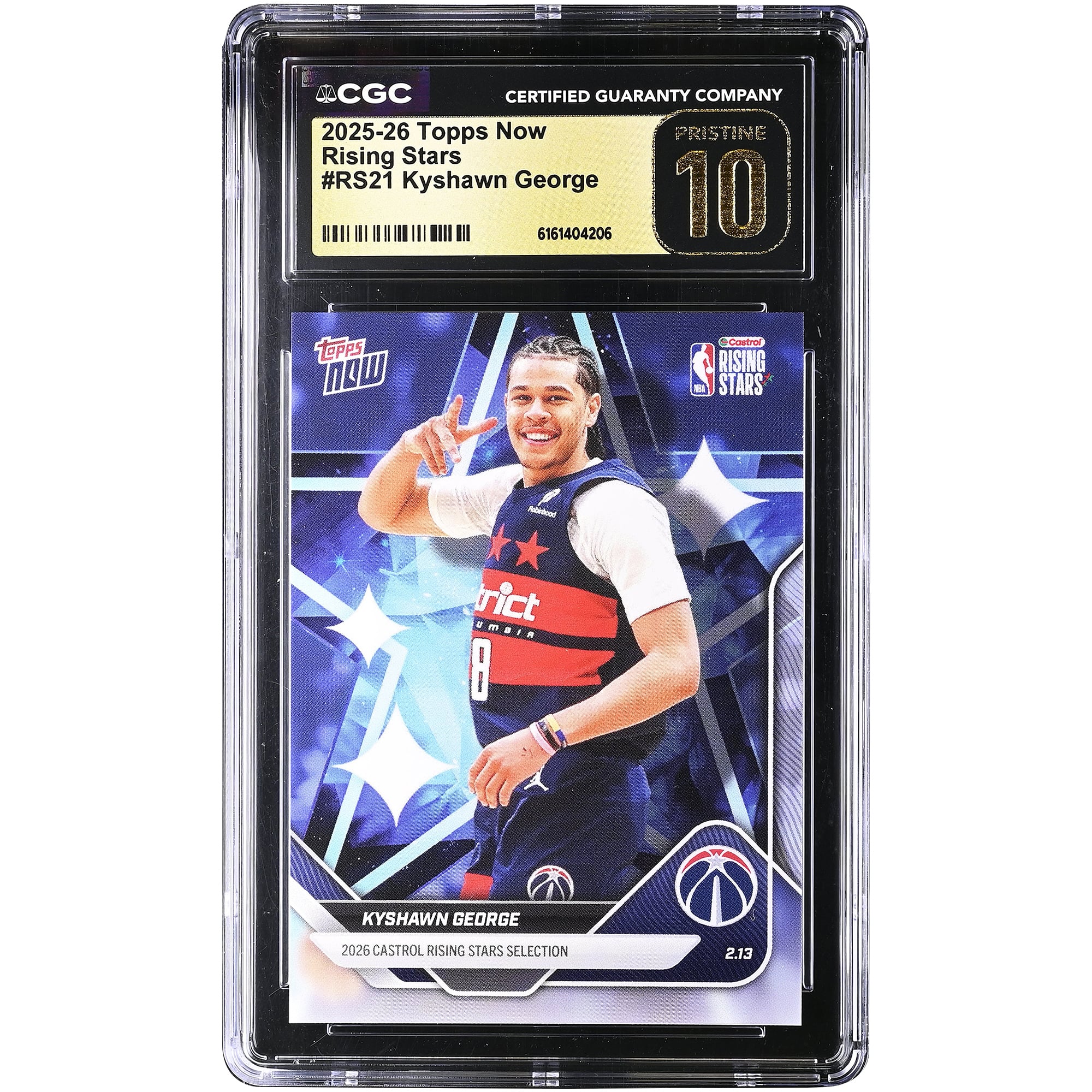 Kyshawn George Washington Wizards 2025-26 Topps Now Rising Stars #RS21 CGC Authenticated PRISTINE 10 Card