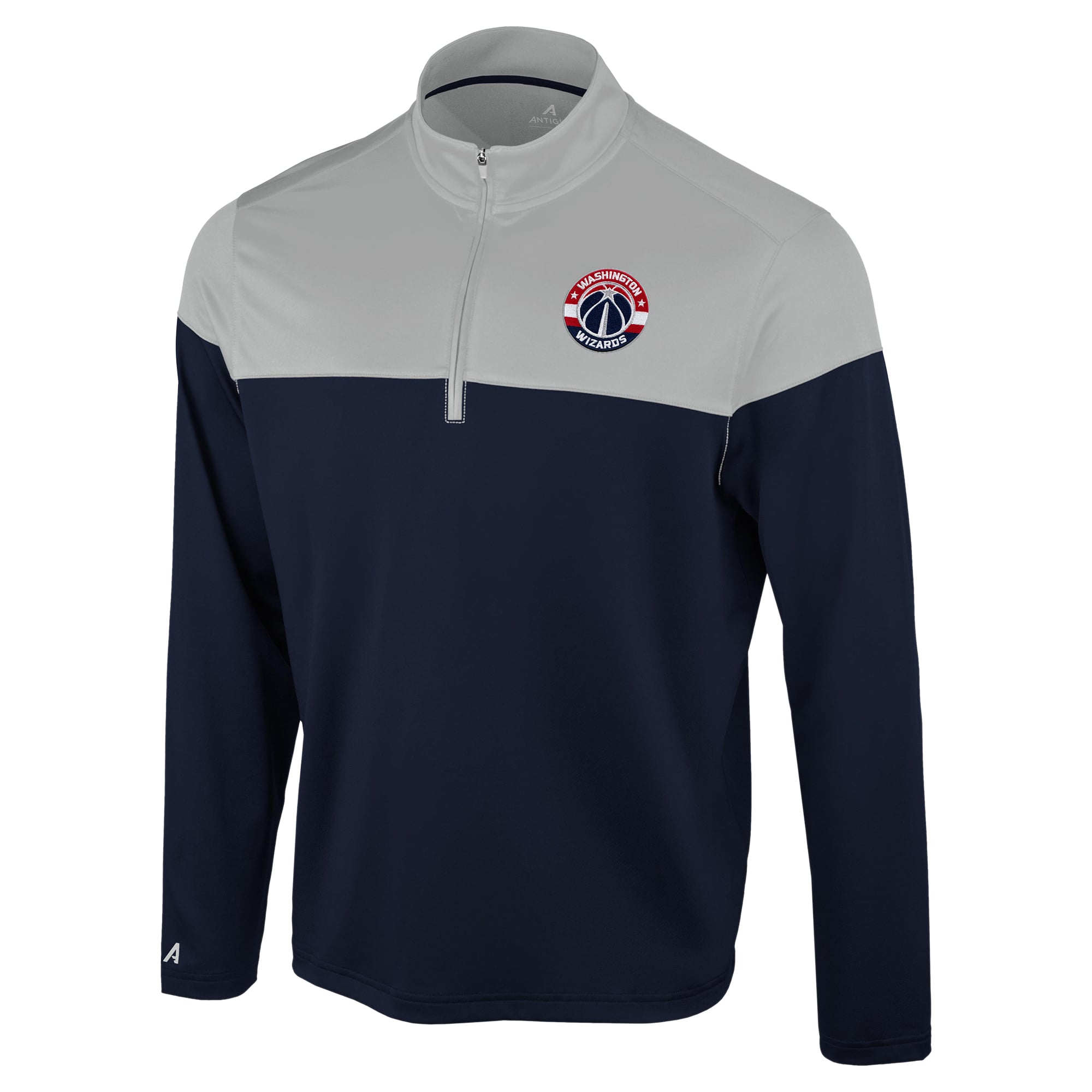 Pull à col zippé Antigua Hinder Washington Wizards bleu marine/gris pour homme