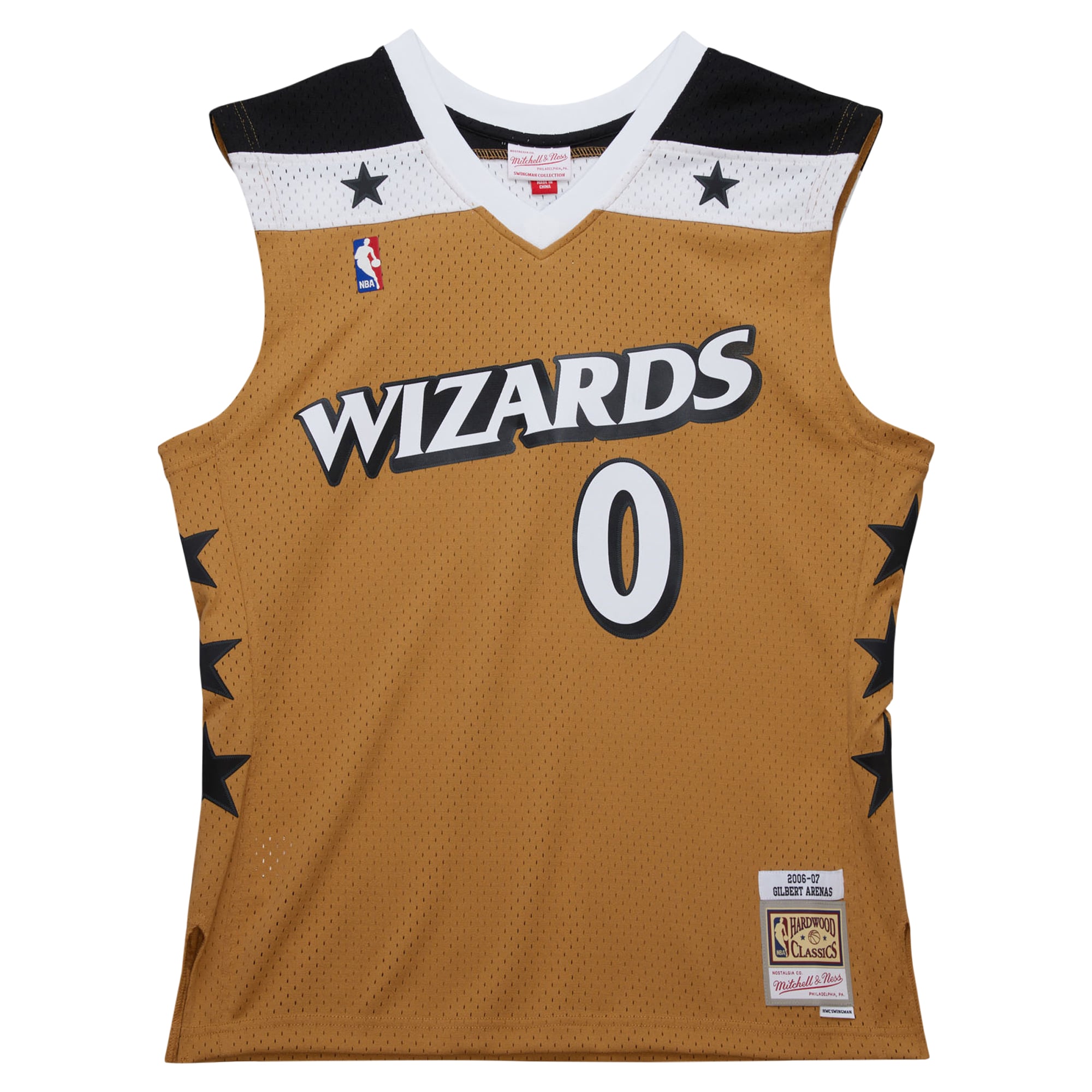 Men's Mitchell & Ness Gilbert Arenas Gold Washington Wizards 2006/07 Hardwood Classics Swingman Jersey