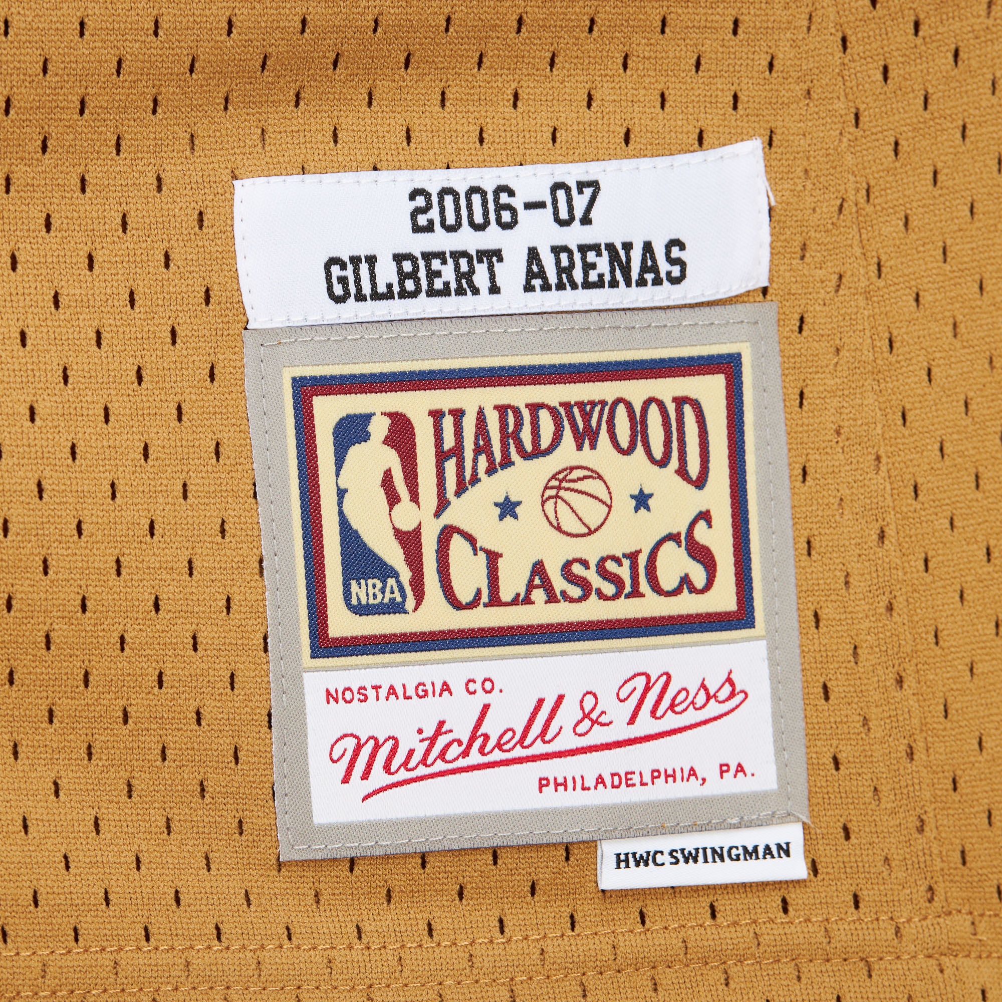 Men's Mitchell & Ness Gilbert Arenas Gold Washington Wizards 2006/07 Hardwood Classics Swingman Jersey