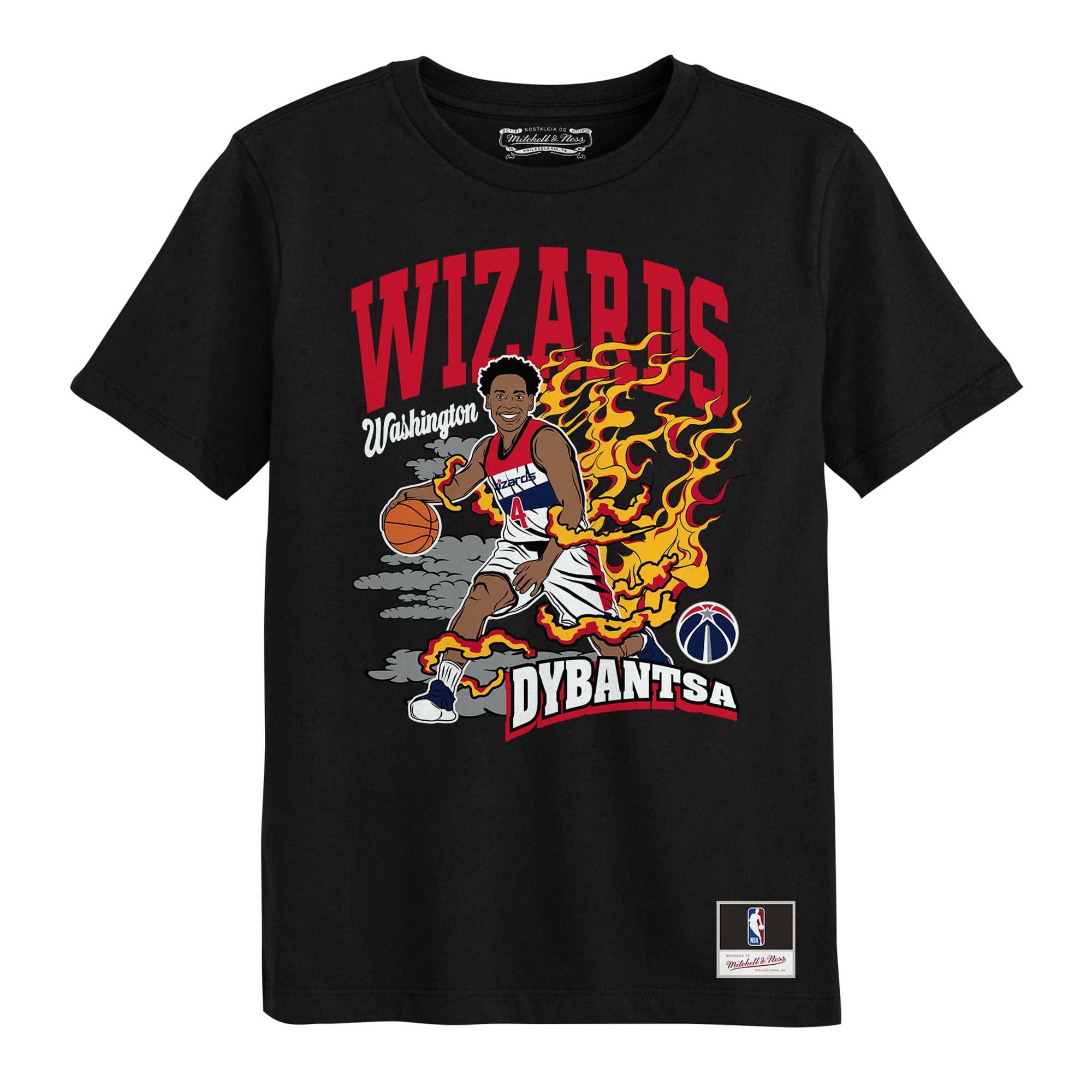 T-shirt Mitchell & Ness AJ Dybantsa noir Washington Wizards Fired Up pour enfants d'âge préscolaire