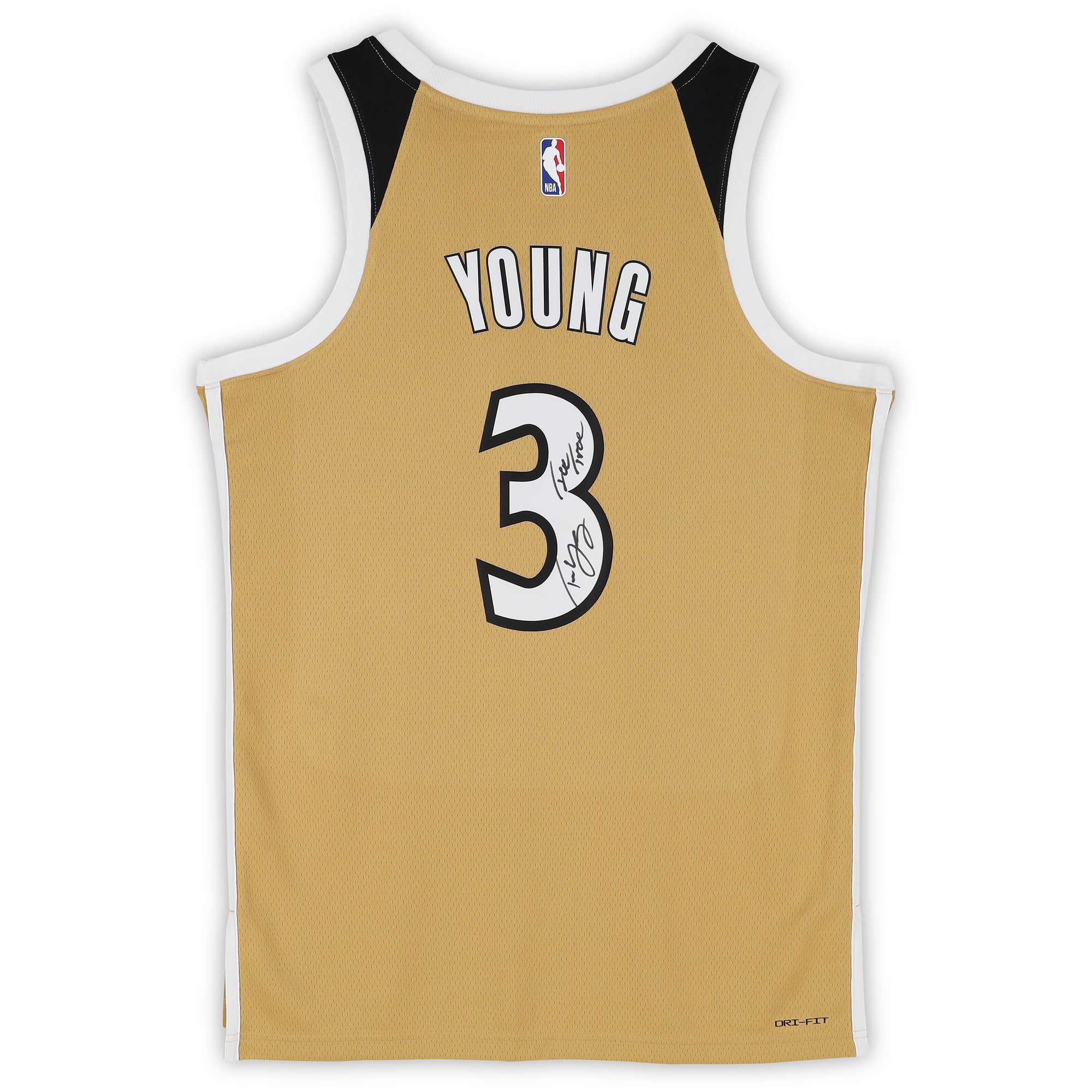 Maillot Swingman Nike Gold City Edition 2025-26 autographié par Trae Young des Washington Wizards avec inscription « Ice Trae »