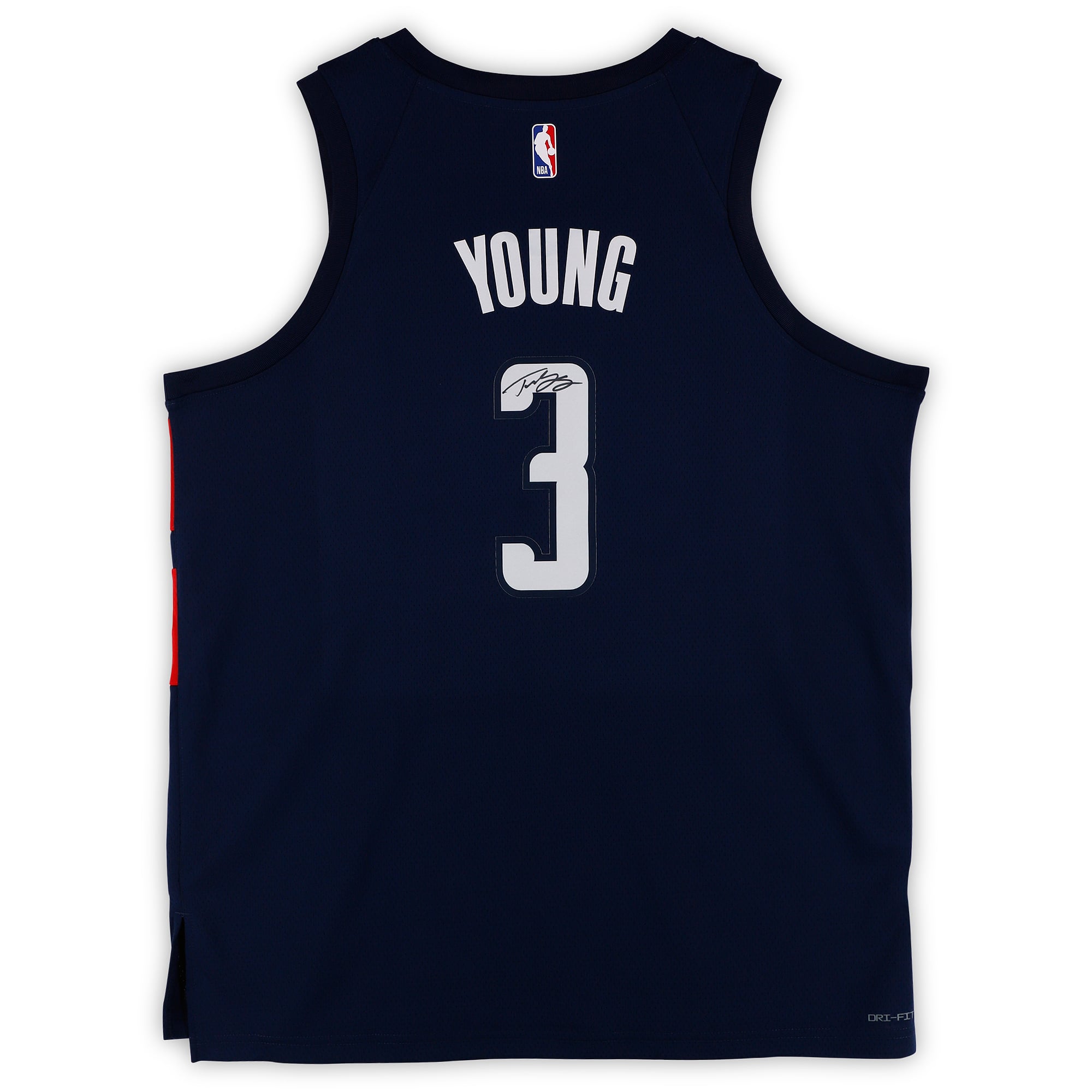 Maillot Swingman Nike Statement bleu marine 2025-26 autographié par Trae Young des Washington Wizards
