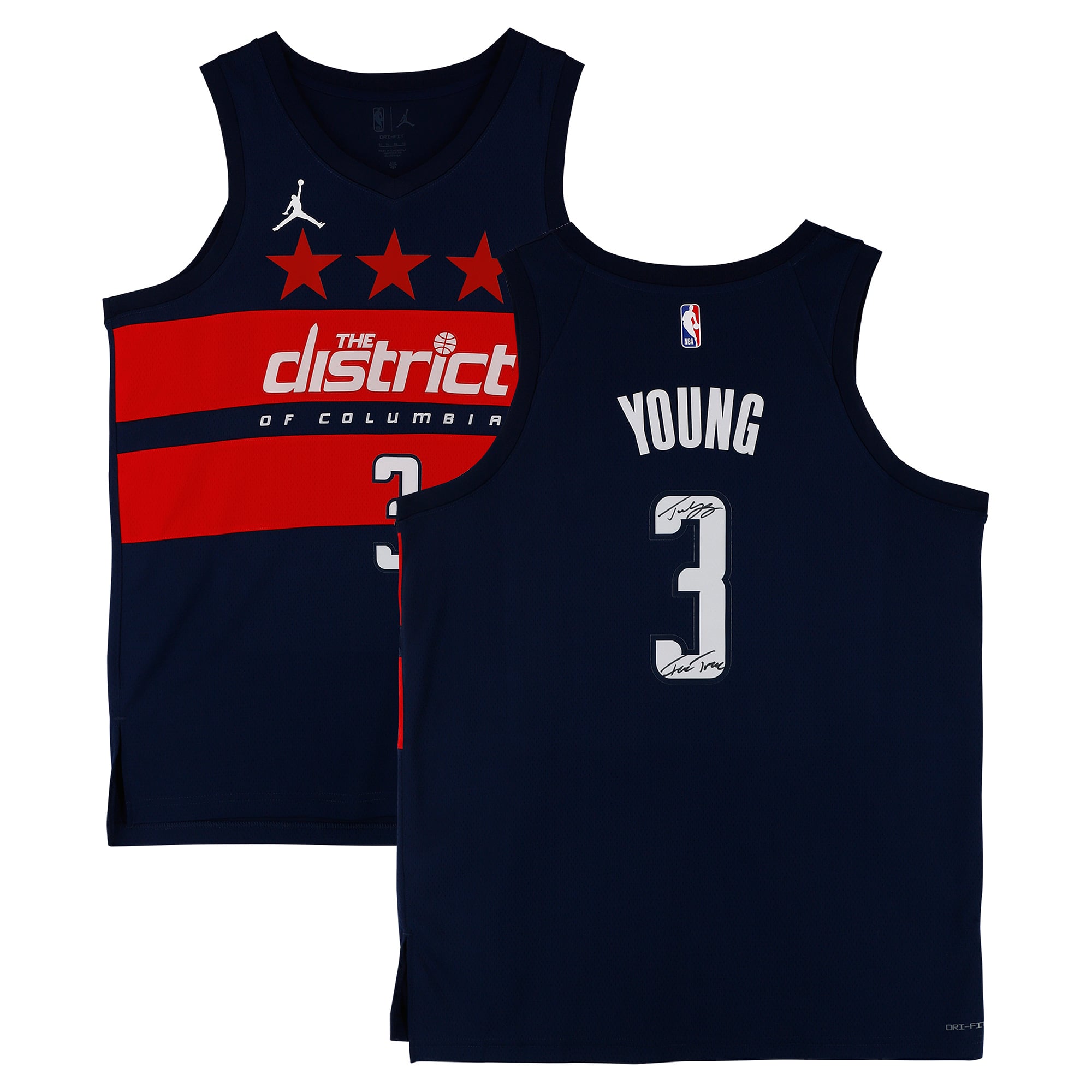 Maillot Nike Statement Swingman bleu marine 2025-26 autographié par Trae Young des Washington Wizards avec inscription « Ice Trae »