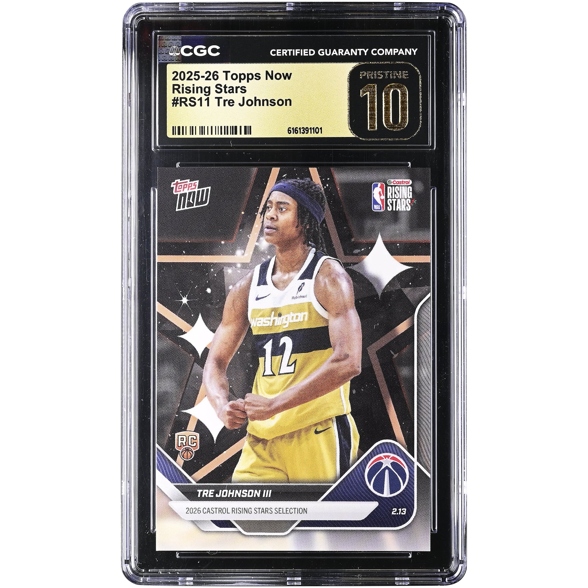 Tre Johnson III Washington Wizards 2025-26 Topps Now Rising Star Foil #RS11 CGC Authenticated PRISTINE 10 Rookie Card