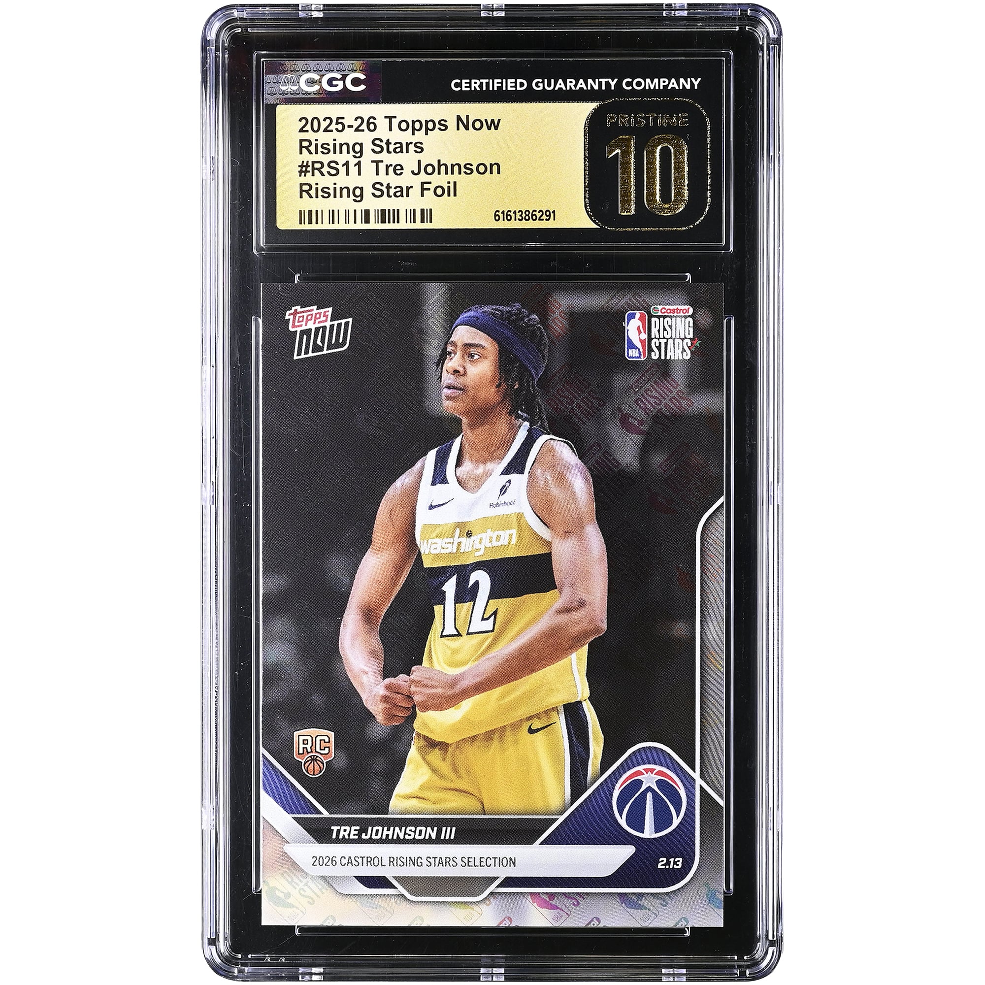 Tre Johnson III Washington Wizards 2025-26 Topps Now Rising Stars Foil #RS11 CGC Authenticated PRISTINE 10 Rookie Card