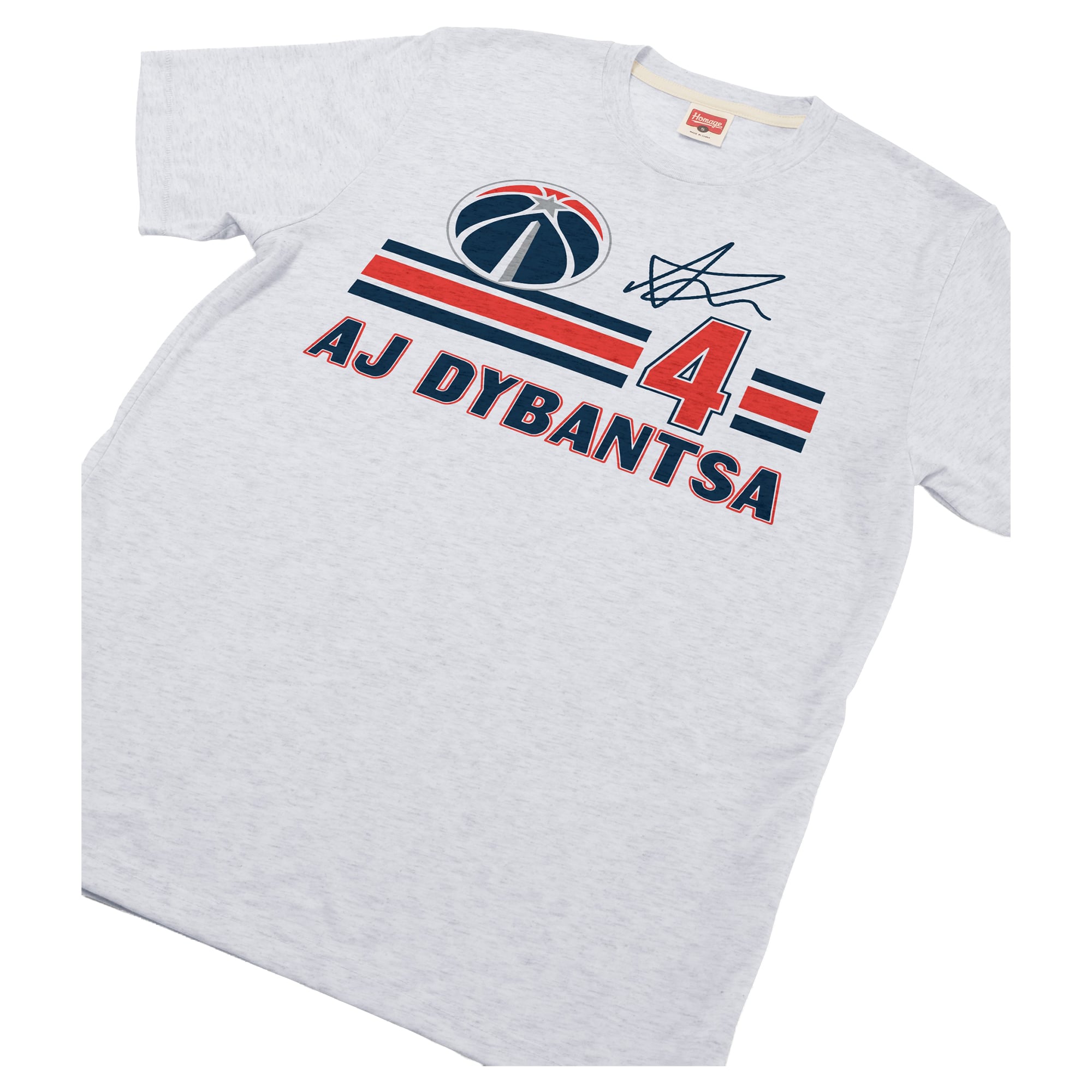 T-shirt unisexe Hommage à AJ Dybantsa, couleur cendre, Washington Wizards, signature, mélange de trois matières