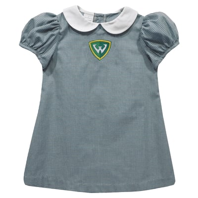 Wayne State Warriors Vive La Fete Girls Infant Gingham Puffy A-Line Dress - Green