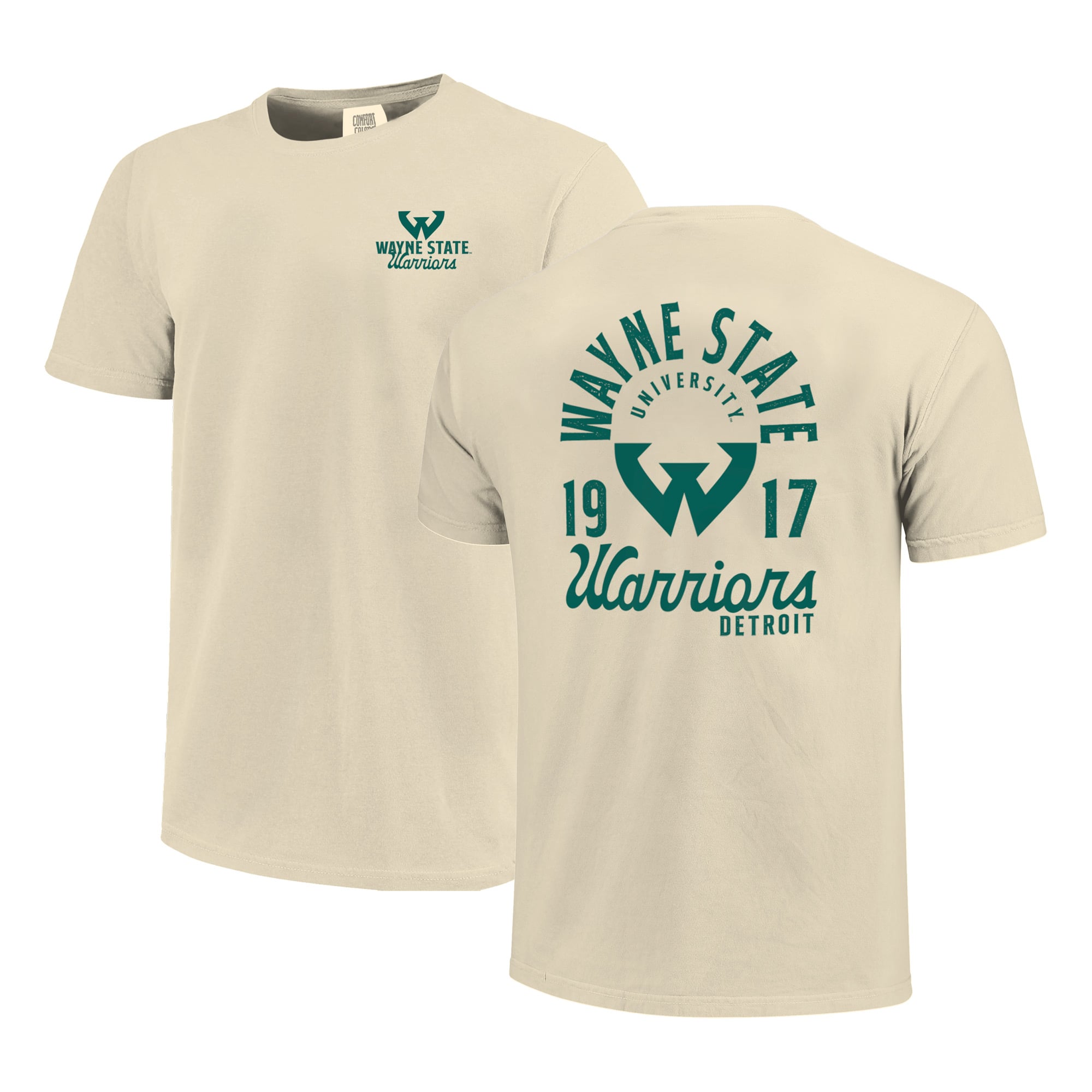 T-shirt homme crème Wayne State Warriors Comfort Colors avec logo mascotte