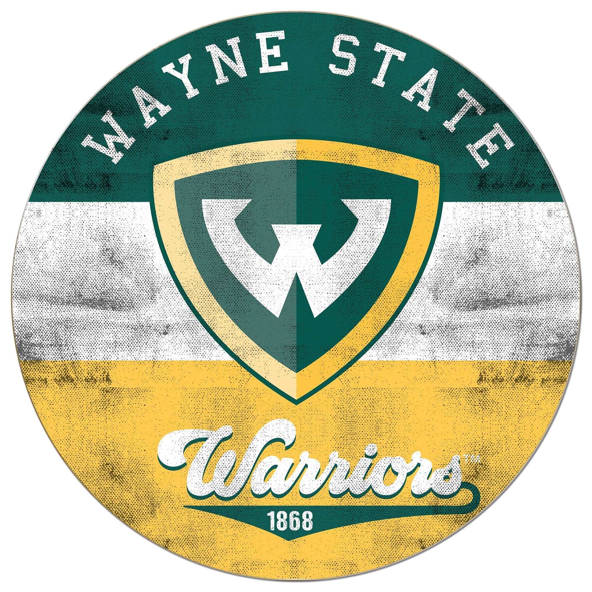 Wayne State Warriors 20'' x 20'' Retro Logo Circle Sign