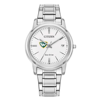  Wayne State Warriors Citizen Watch Women's Eco-Drive White Dial Stainless Steel Watch - Silver