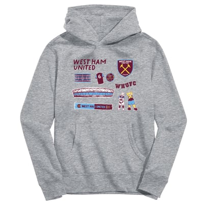 West Ham United Vive La Fete Toddler Impressions Icons Hoodie - Gray