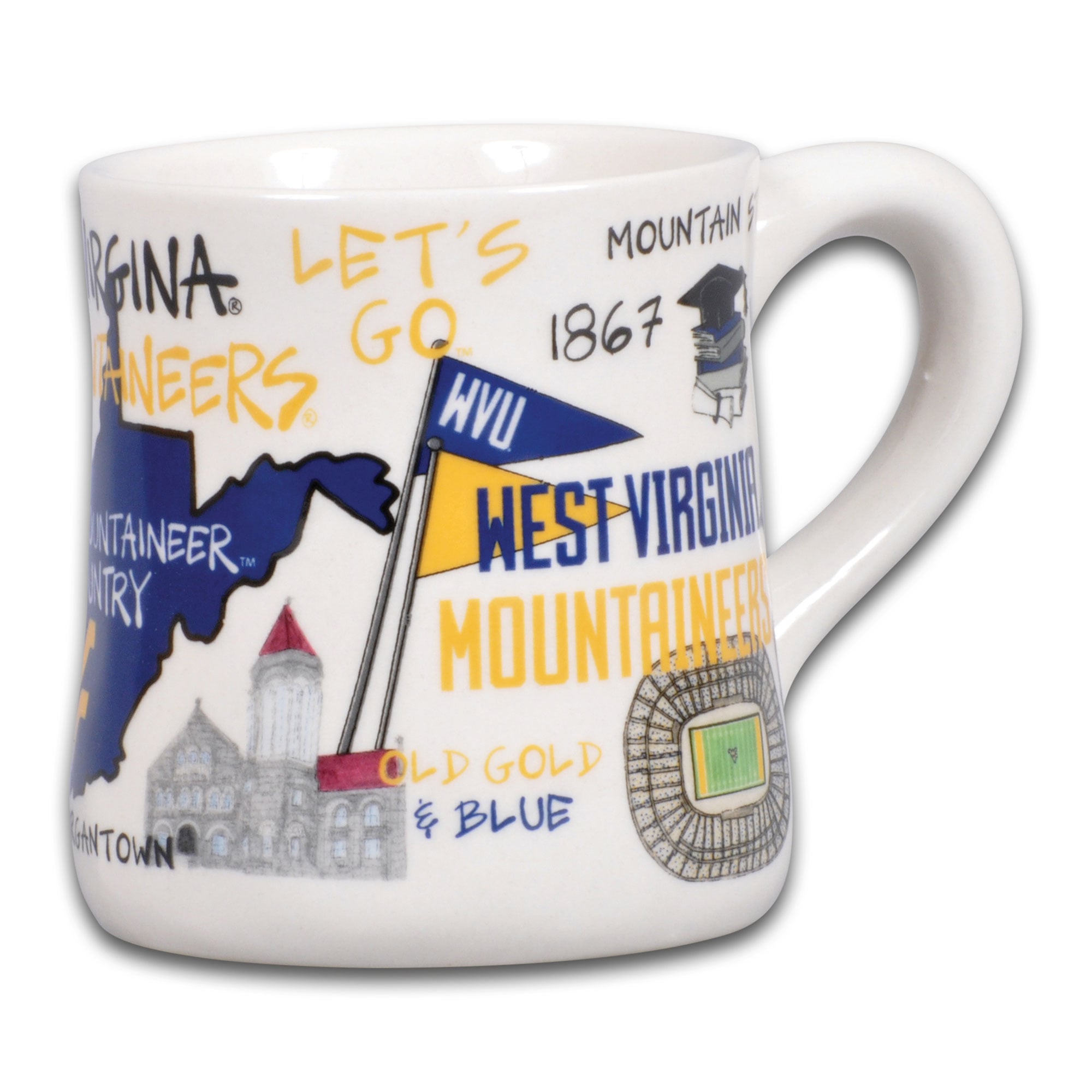 Mug en céramique 20 oz à l'effigie des Mountaineers de Virginie-Occidentale