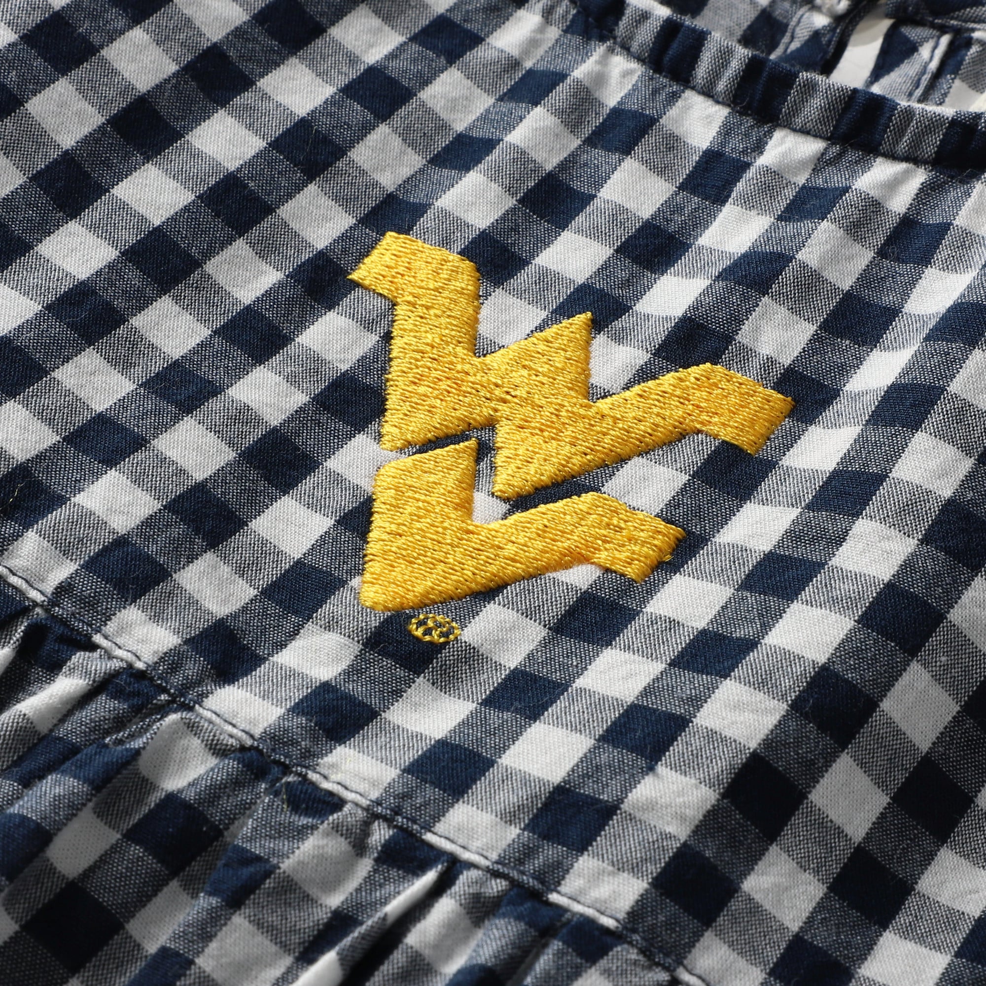 Girls Infant Garb Navy West Virginia Mountaineers Loren Gingham Dress