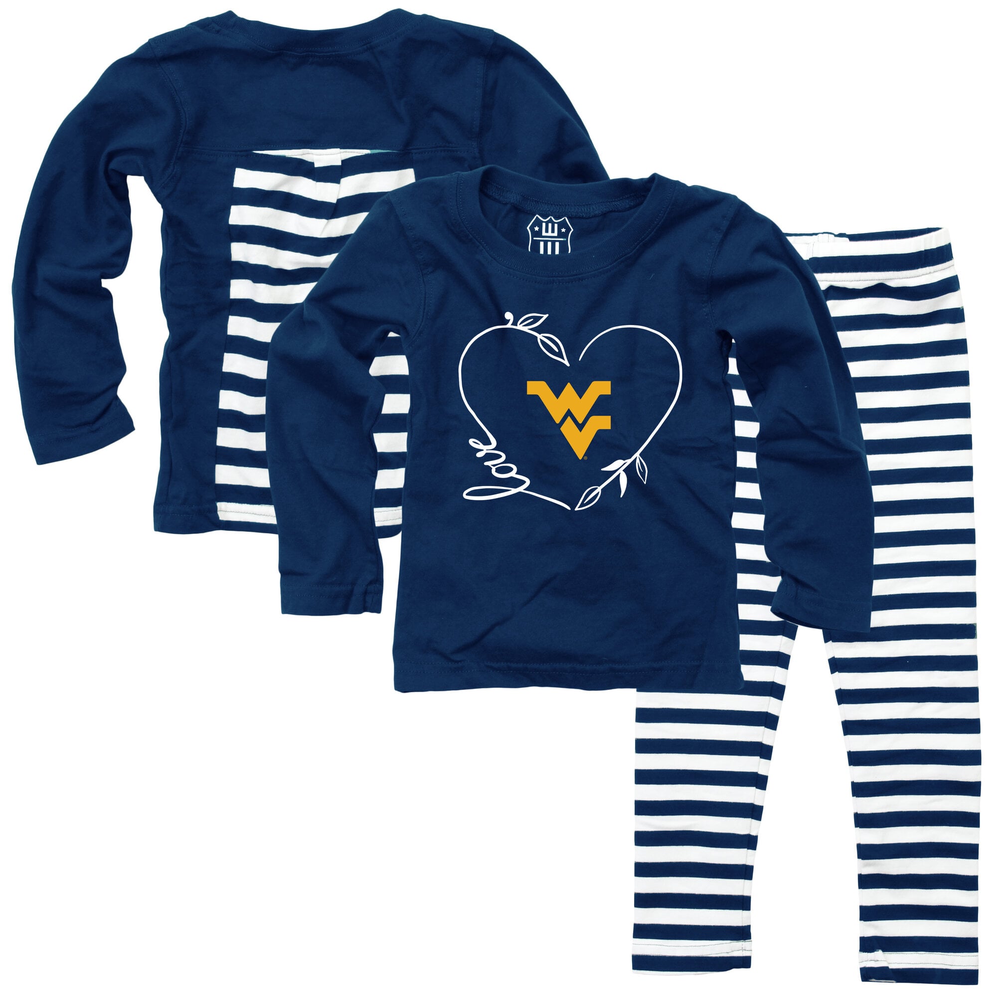 Ensemble haut à manches longues et pantalon Wes & Willy bleu marine West Virginia Mountaineers pour bébé fille