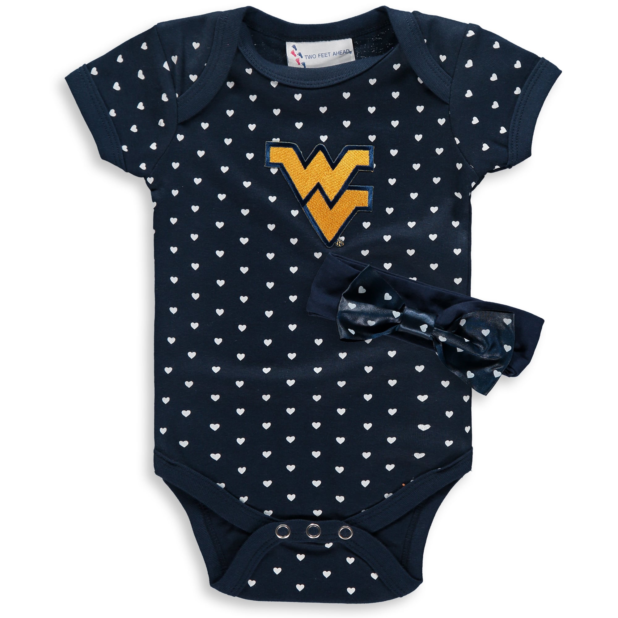 Ensemble body et bandeau West Virginia Mountaineers bleu marine pour nouveau-né bébé fille