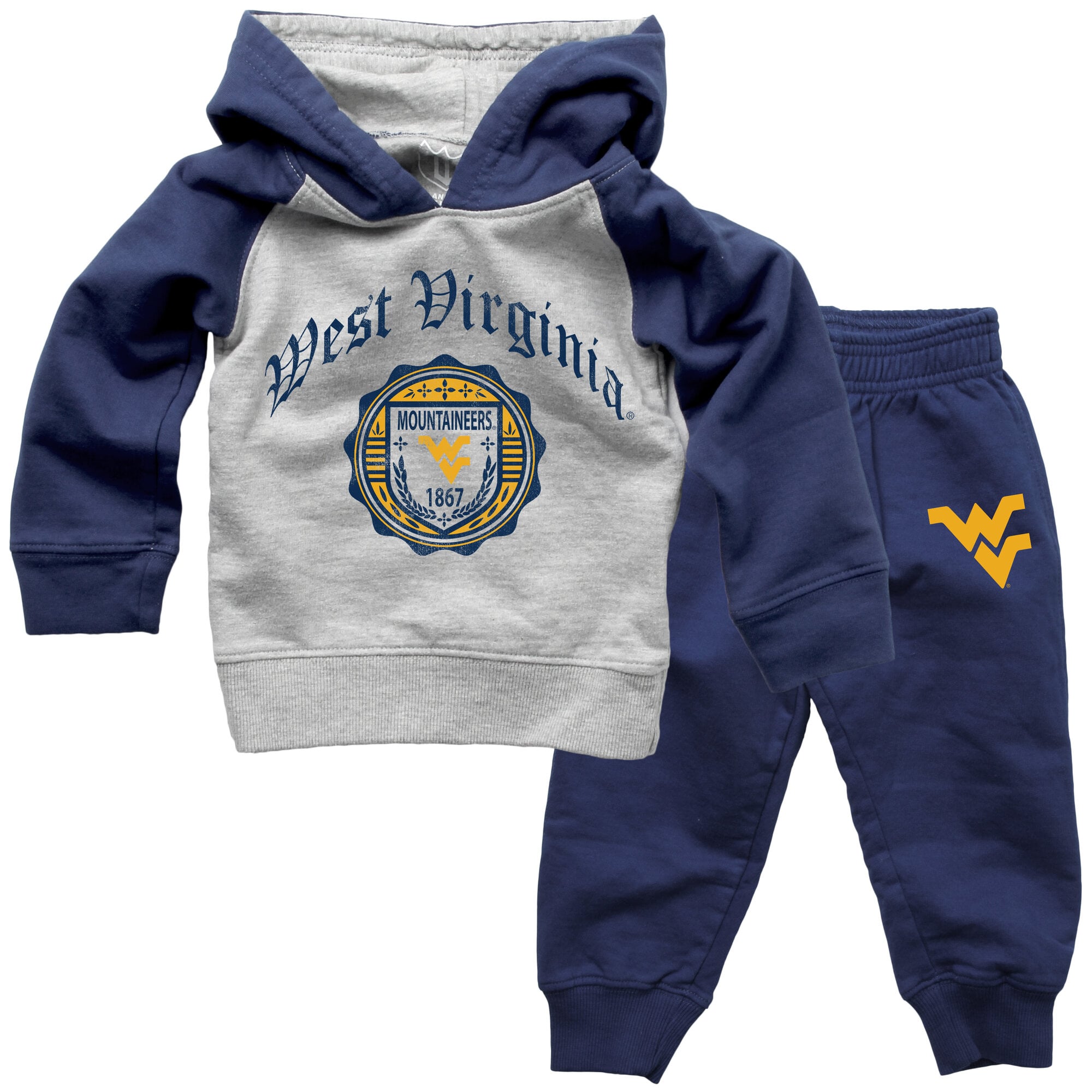 Infant Wes & Willy  Navy West Virginia Mountaineers Raglan Hoodie and Sweatpants Set
