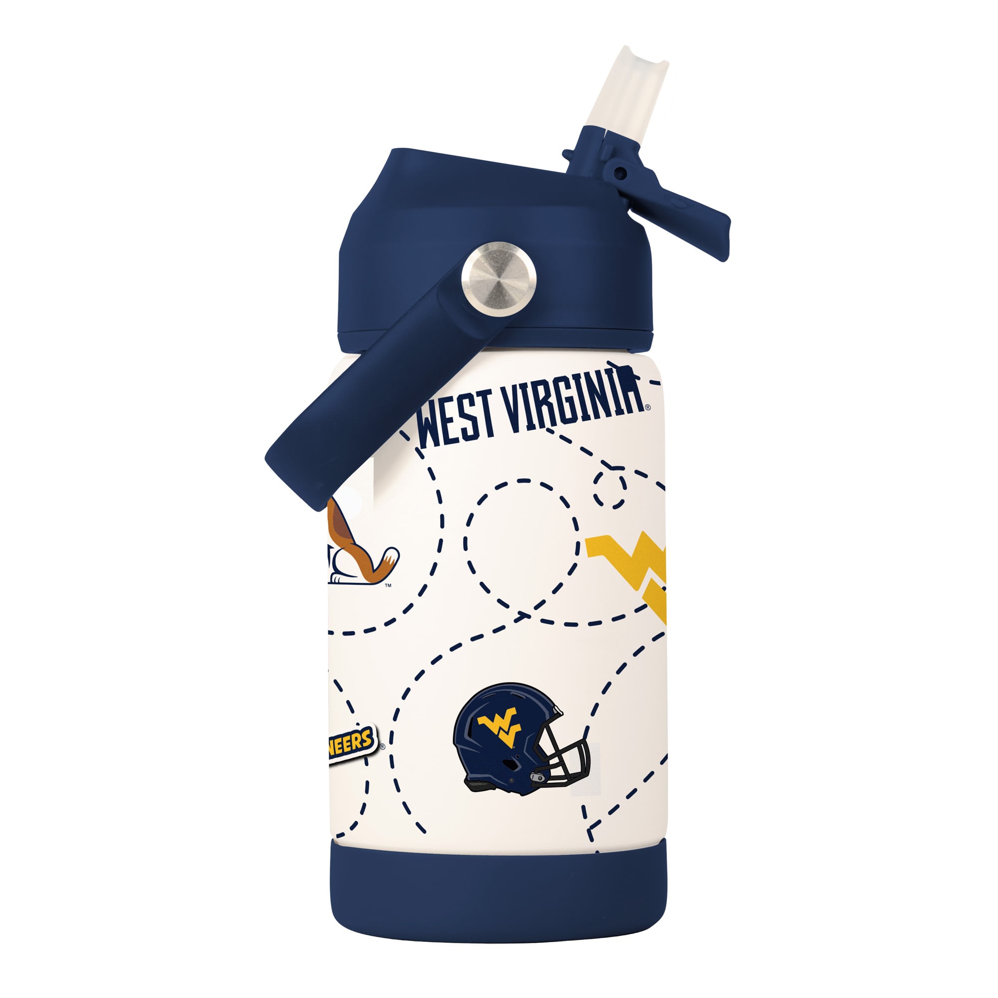 Bouteille de 35 cl des West Virginia Mountaineers, logo de la marque