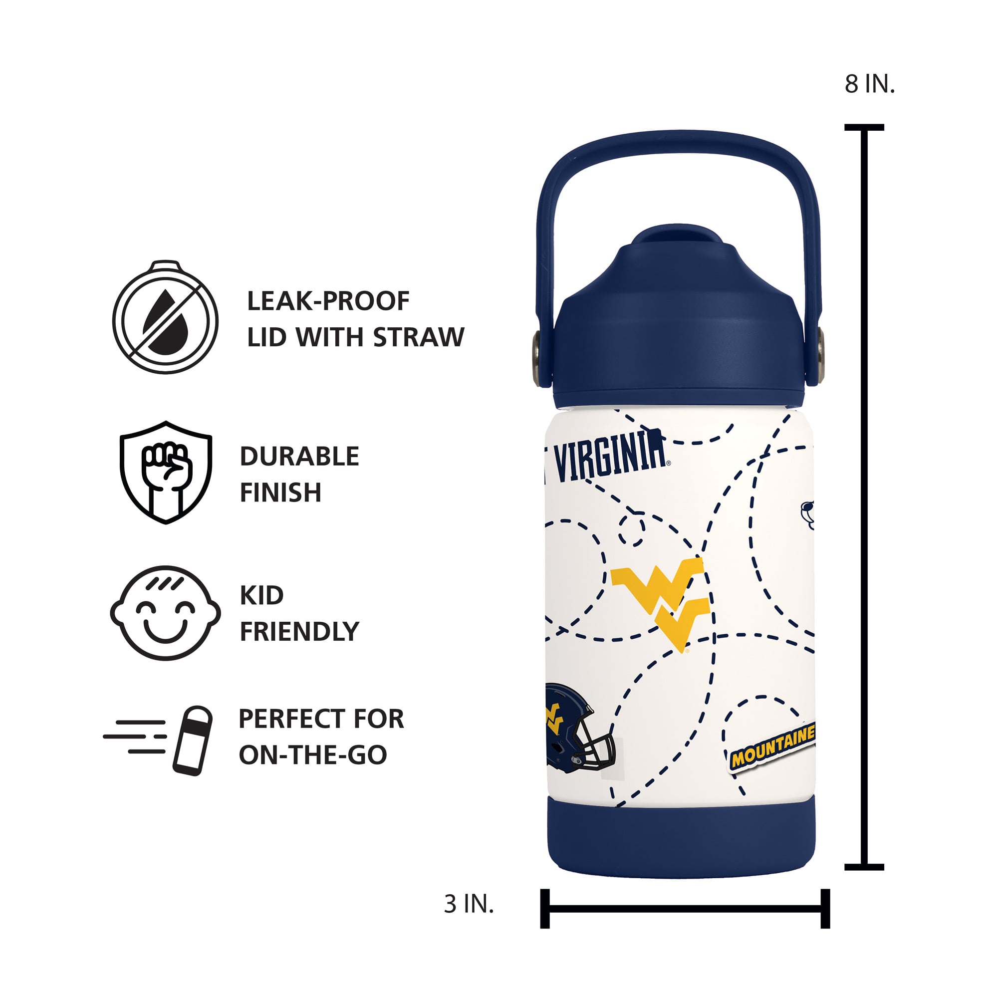 Bouteille de 35 cl des West Virginia Mountaineers, logo de la marque