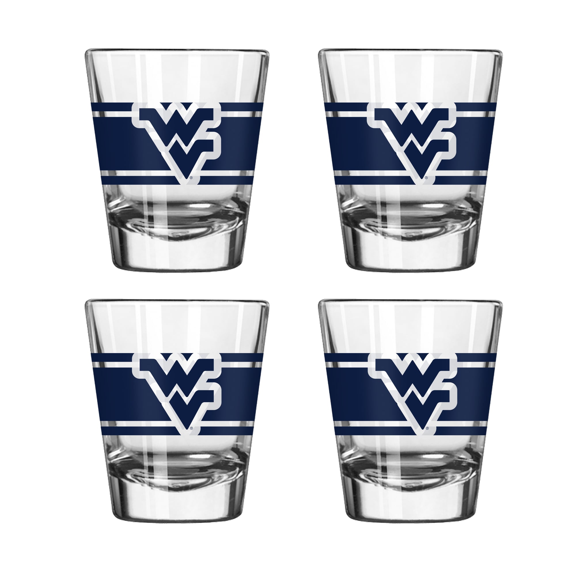 Logo Brands West Virginia Mountaineers Four-Piece Stripe Shot Glass Set