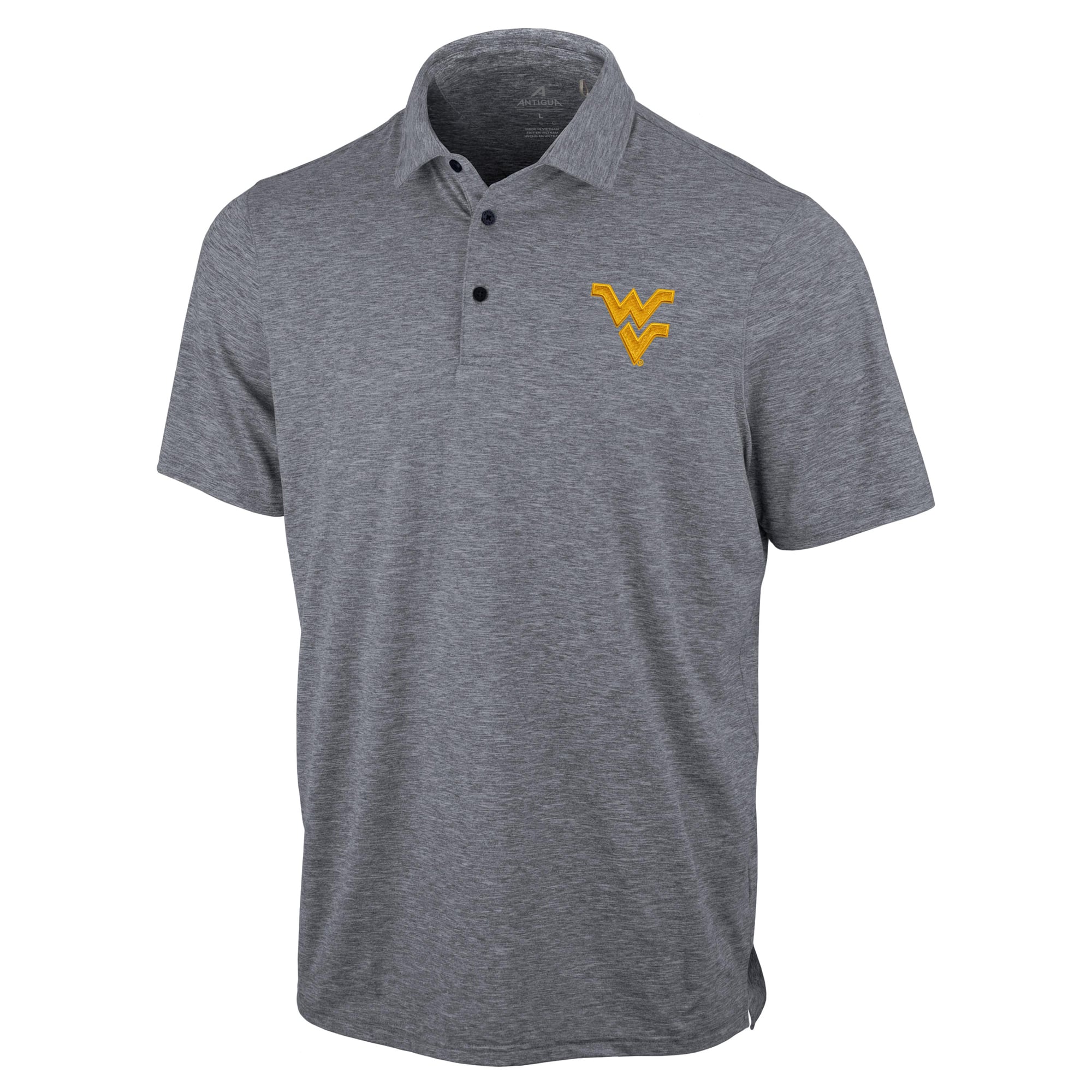 Polo statique Antigua Heather Navy pour homme, West Virginia Mountaineers