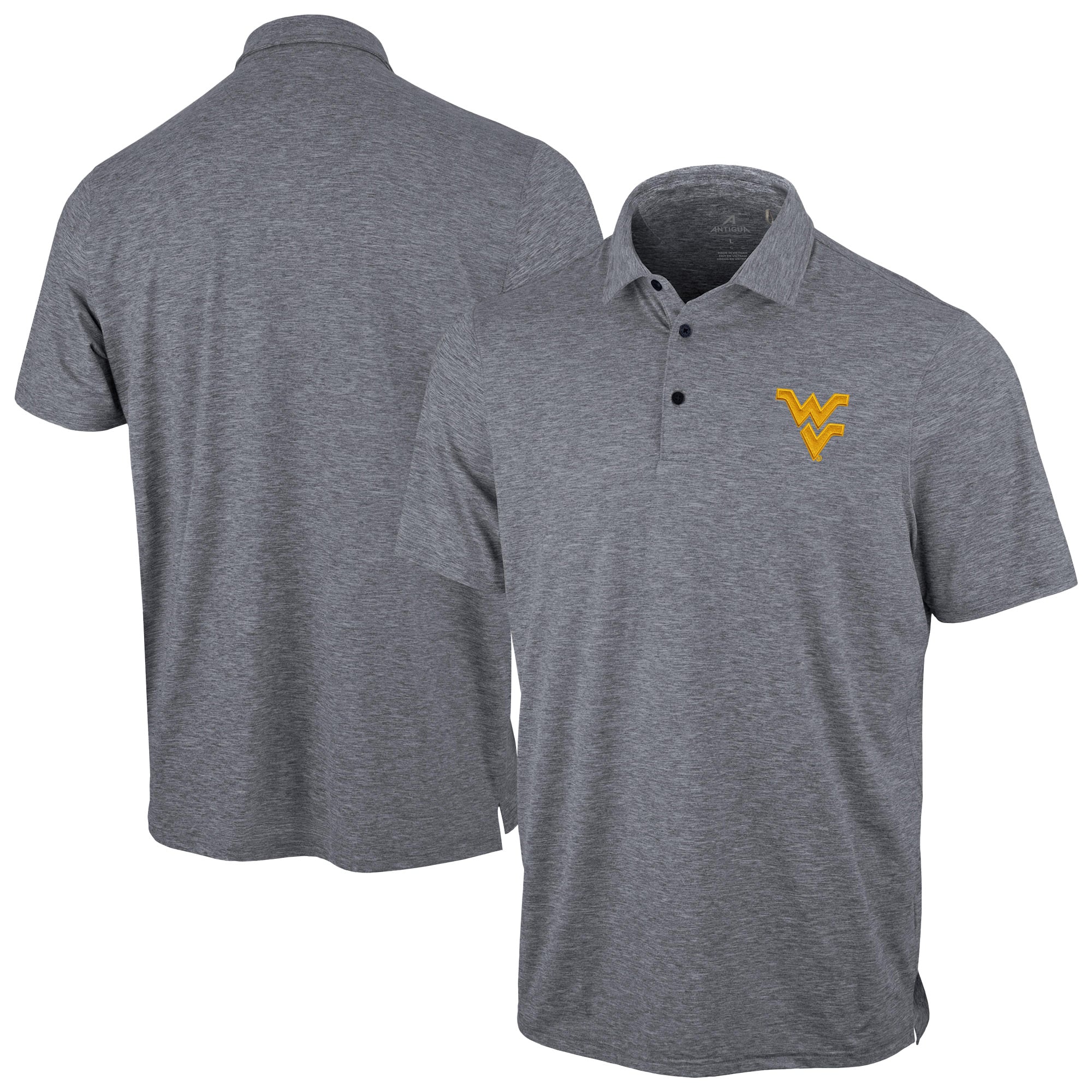 Polo statique Antigua Heather Navy pour homme, West Virginia Mountaineers