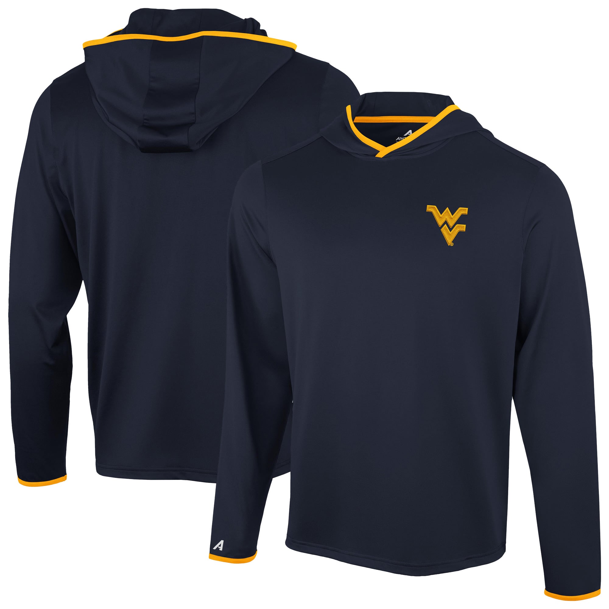 T-shirt à capuche manches longues Antigua Navy West Virginia Mountaineers pour homme, couleur Brink Pop