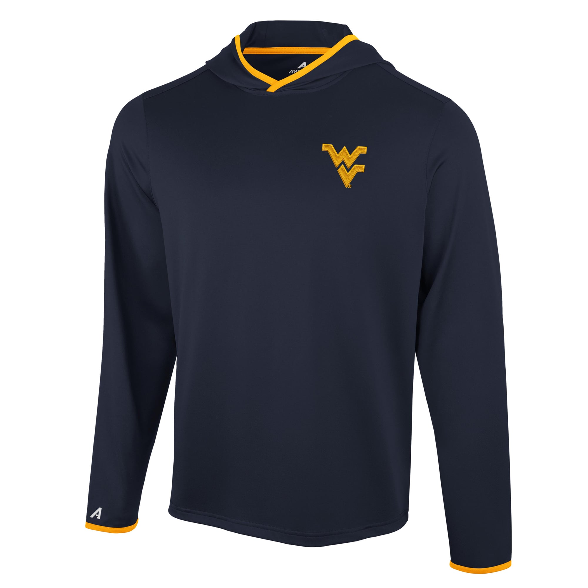 T-shirt à capuche manches longues Antigua Navy West Virginia Mountaineers pour homme, couleur Brink Pop