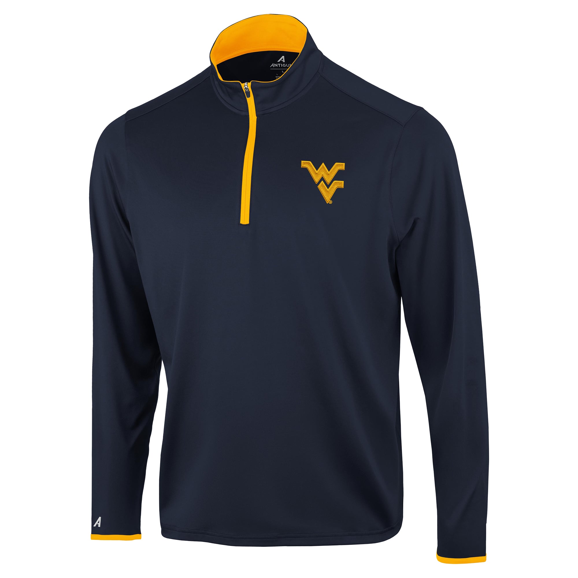 Pull à col zippé Antigua Navy West Virginia Mountaineers pour homme