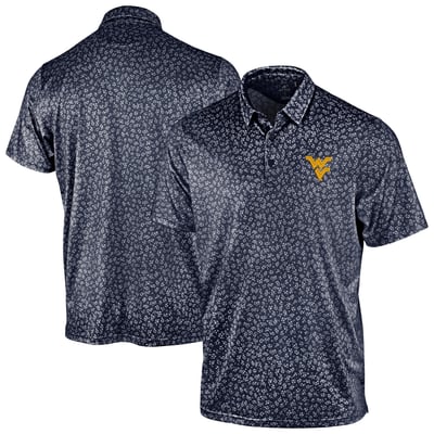 West Virginia Mountaineers Antigua Mono Floral Polo - Navy