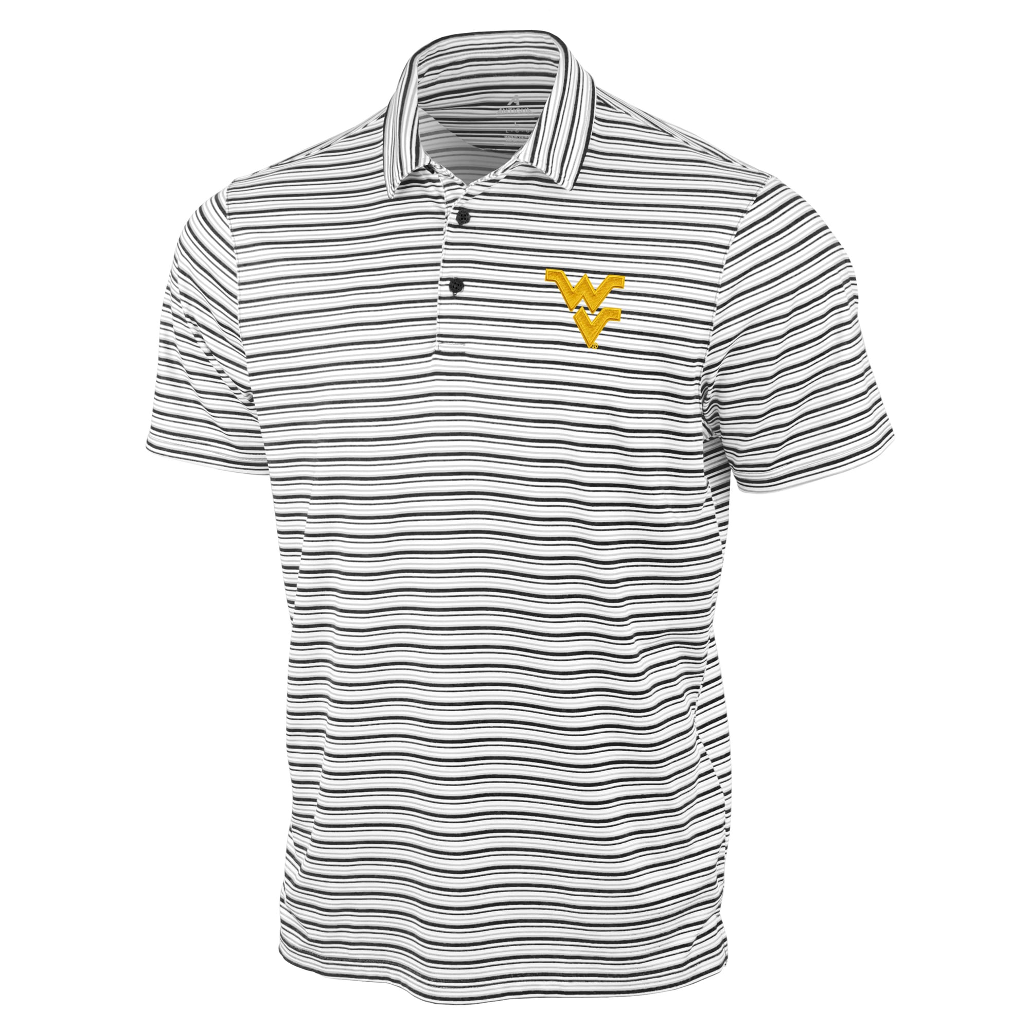 Men's Antigua Navy West Virginia Mountaineers Space Stripe Polo