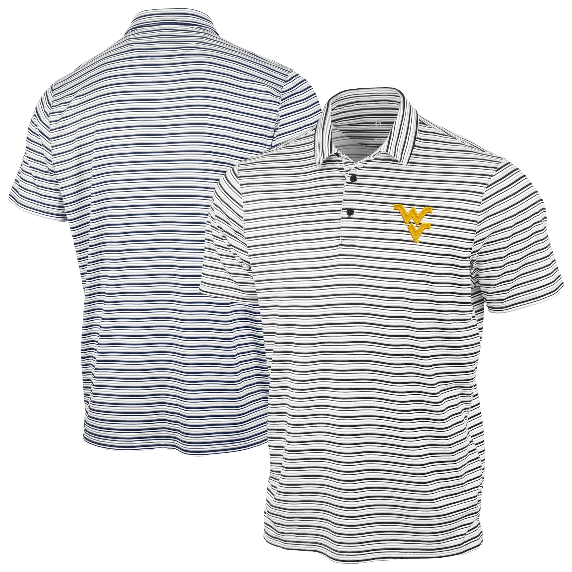 Polo Antigua bleu marine West Virginia Mountaineers à rayures spatiales pour homme