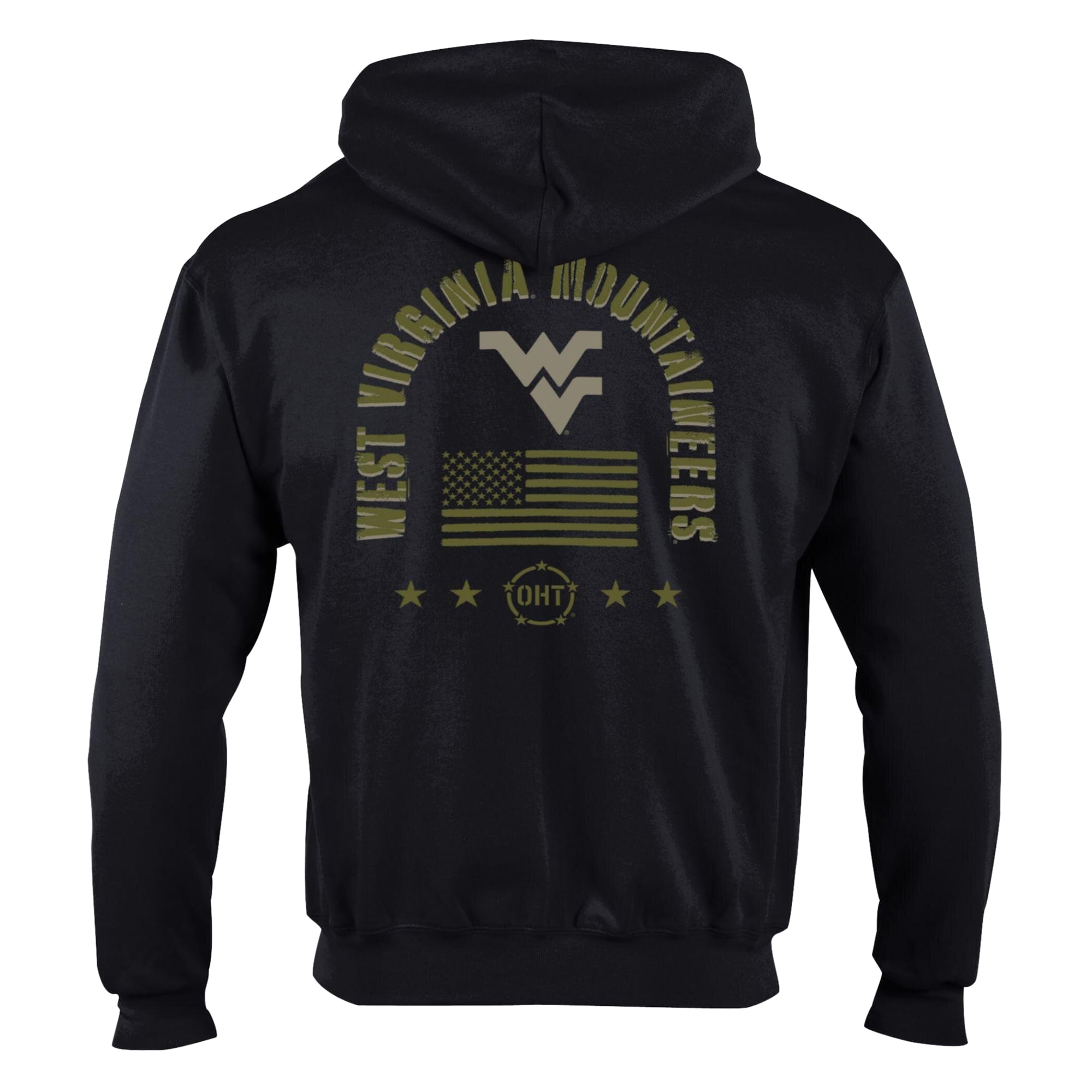 Men's Champion Black West Virginia Mountaineers Operation Hat Trick Flag Powerblend Fleece Full-Zip Hoodie
