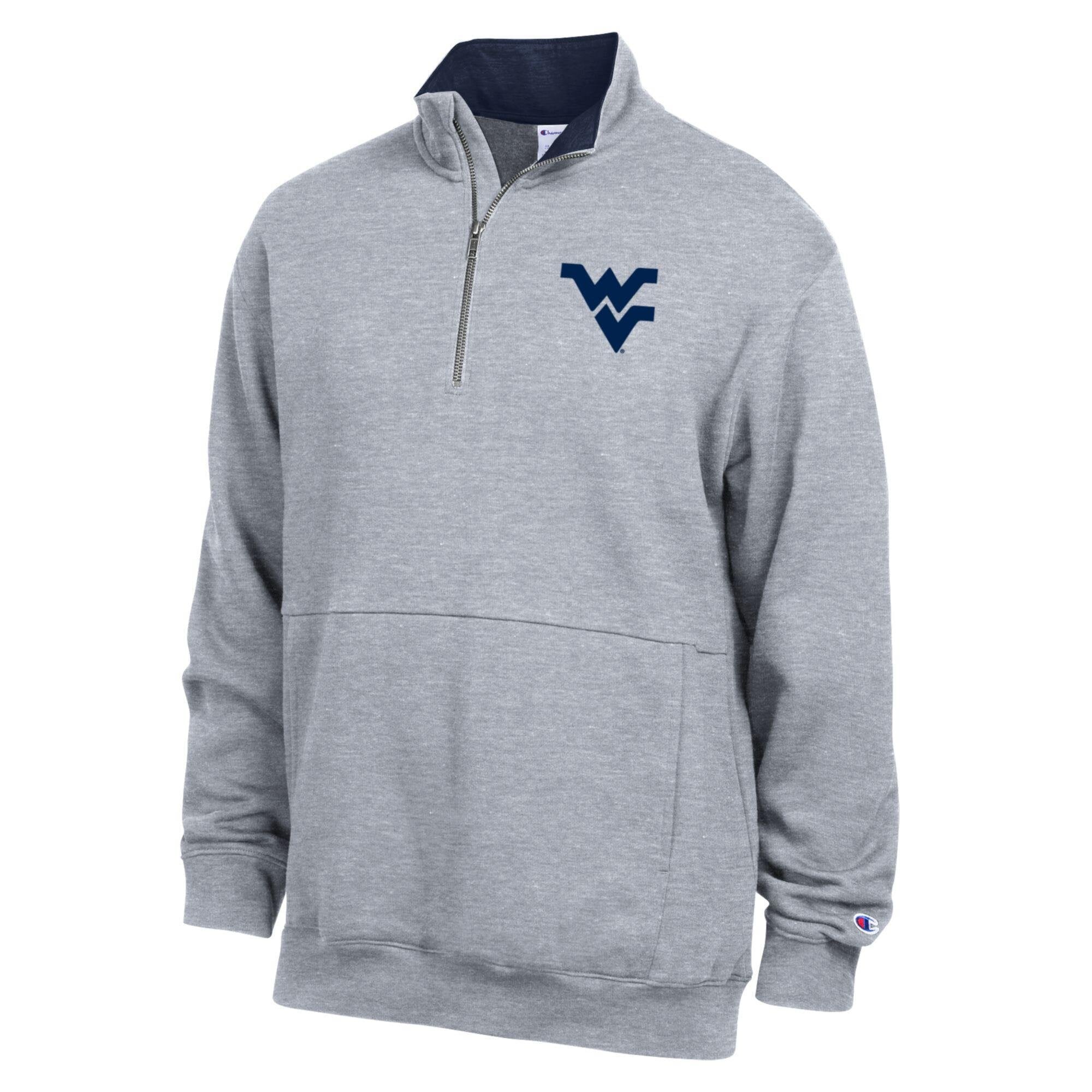 Pull-over polaire à col zippé Champion bleu marine West Virginia Mountaineers pour homme