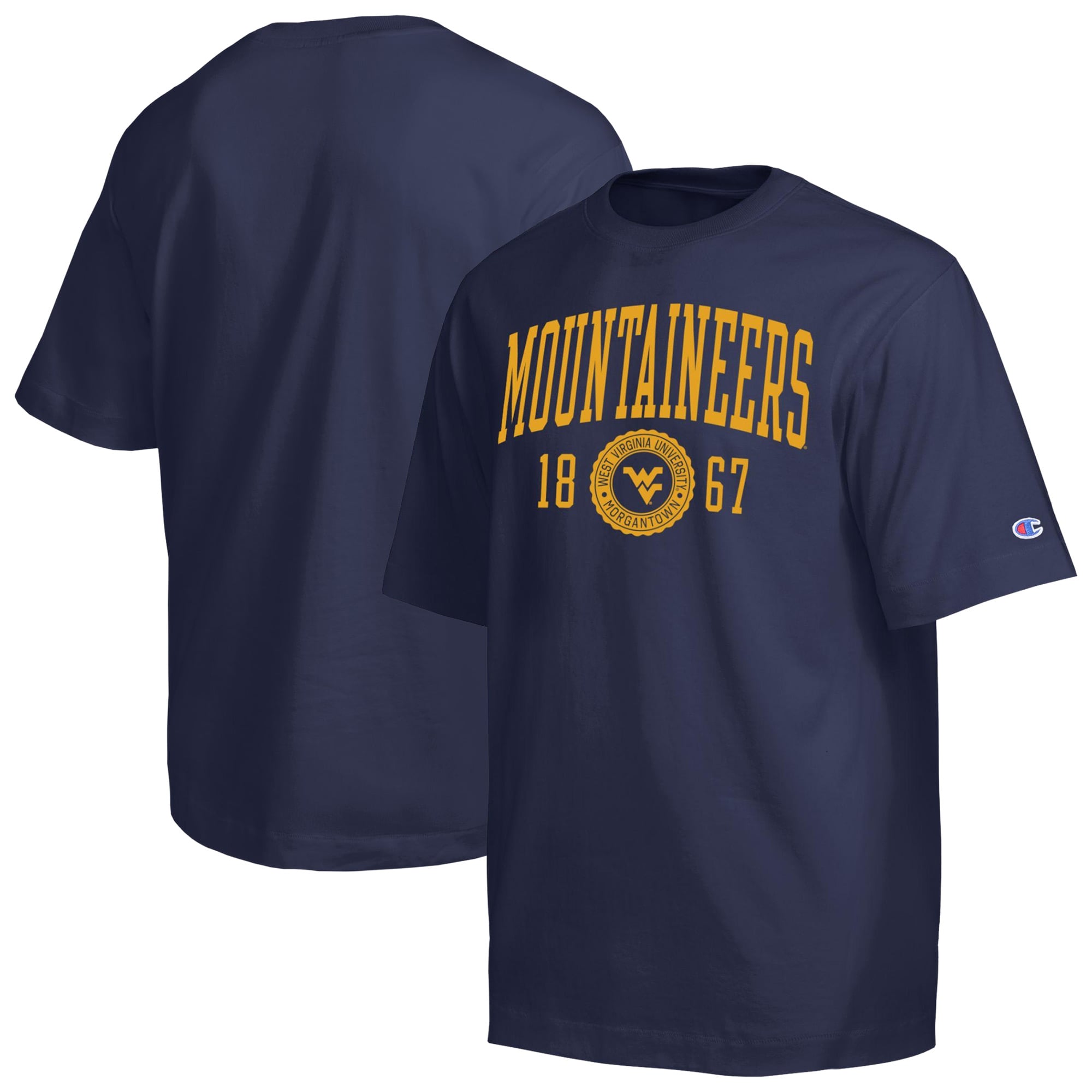 T-shirt Champion Navy West Virginia Mountaineers, modèle épais, pour homme
