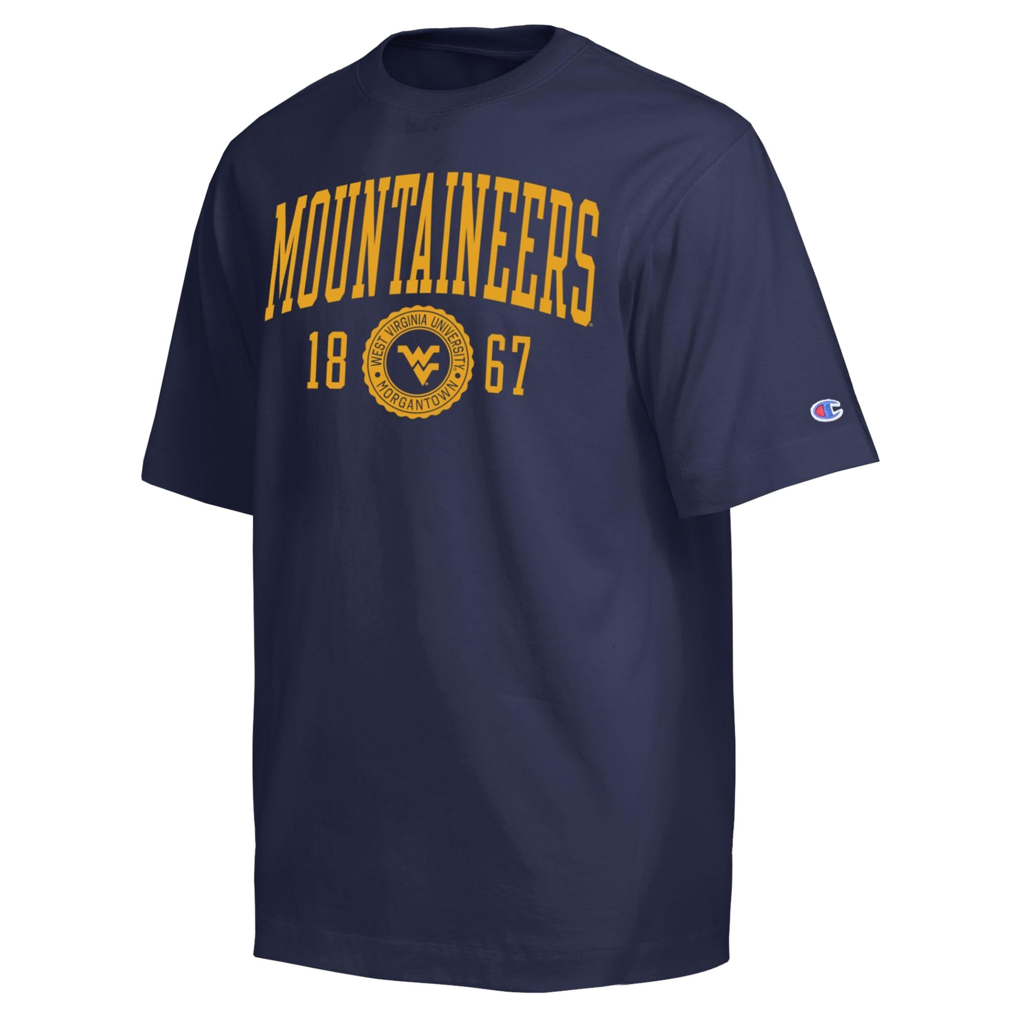 T-shirt Champion Navy West Virginia Mountaineers, modèle épais, pour homme