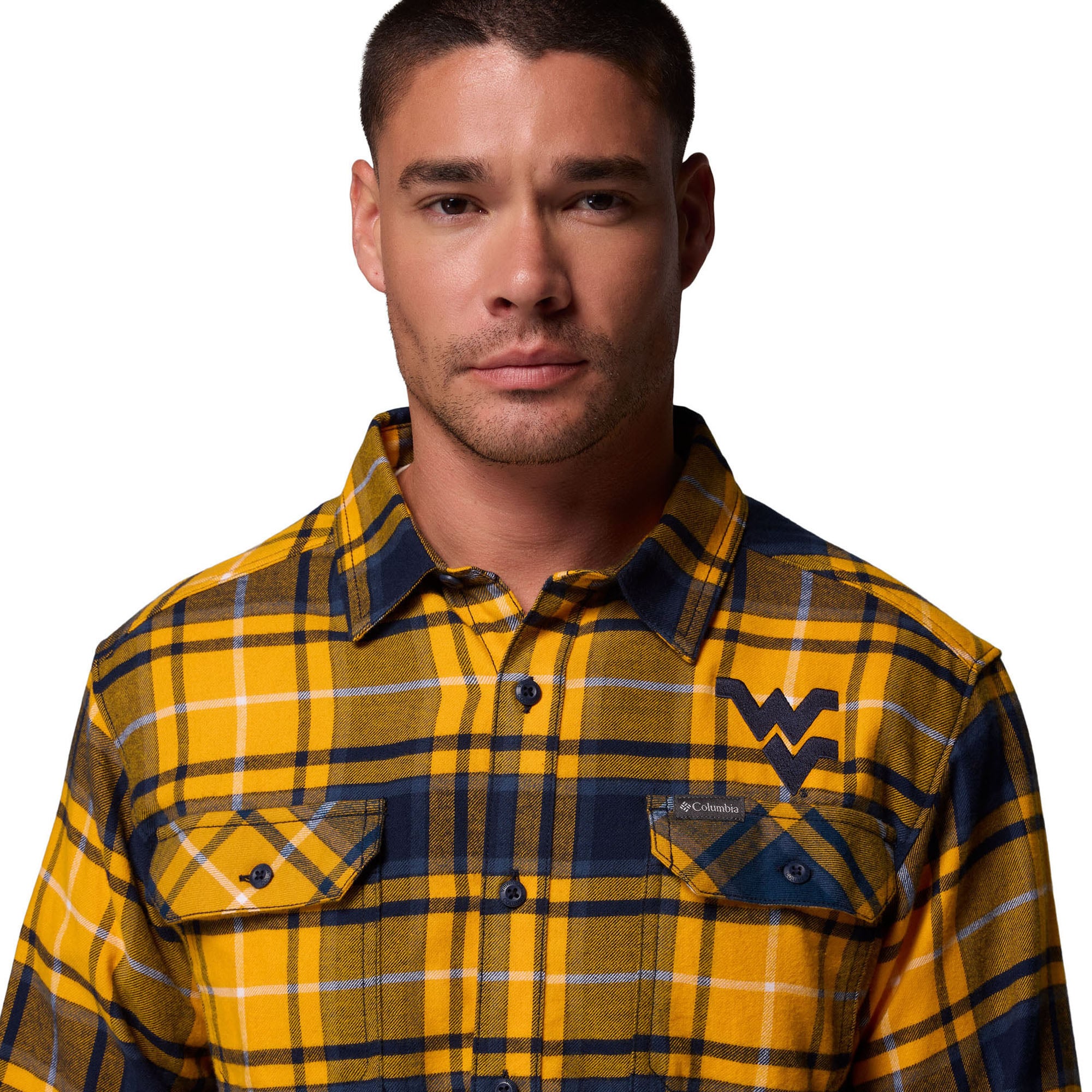 Chemise boutonnée à manches longues en flanelle Omni-Wick pour homme Columbia Gold West Virginia Mountaineers