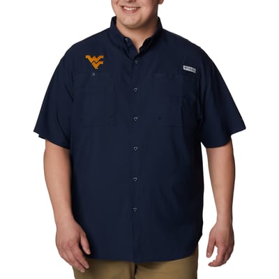 West Virginia Mountaineers Columbia PFG Tamiami Omni-Shade Button-Down Shirt - Navy