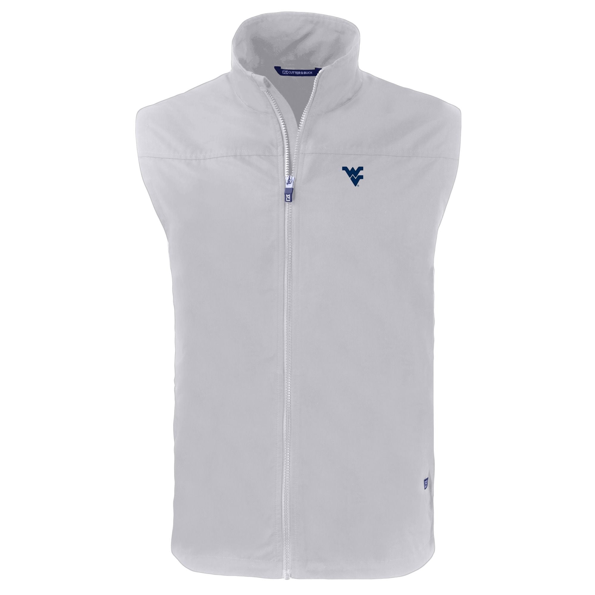 Men's Cutter & Buck Gray West Virginia Mountaineers Charter Eco Recycled Full-Zip Vest