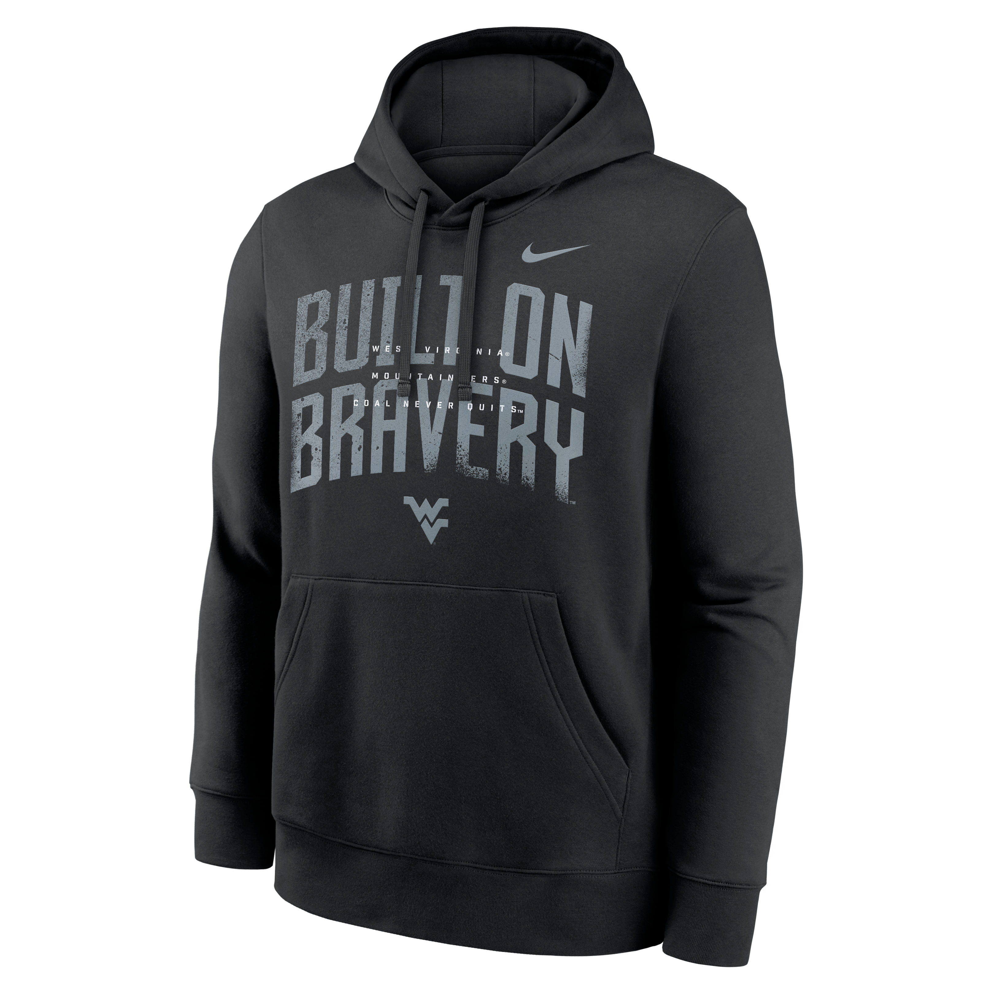 Sweat à capuche en polaire Nike noir pour homme, West Virginia Mountaineers, Built on Bravery Club