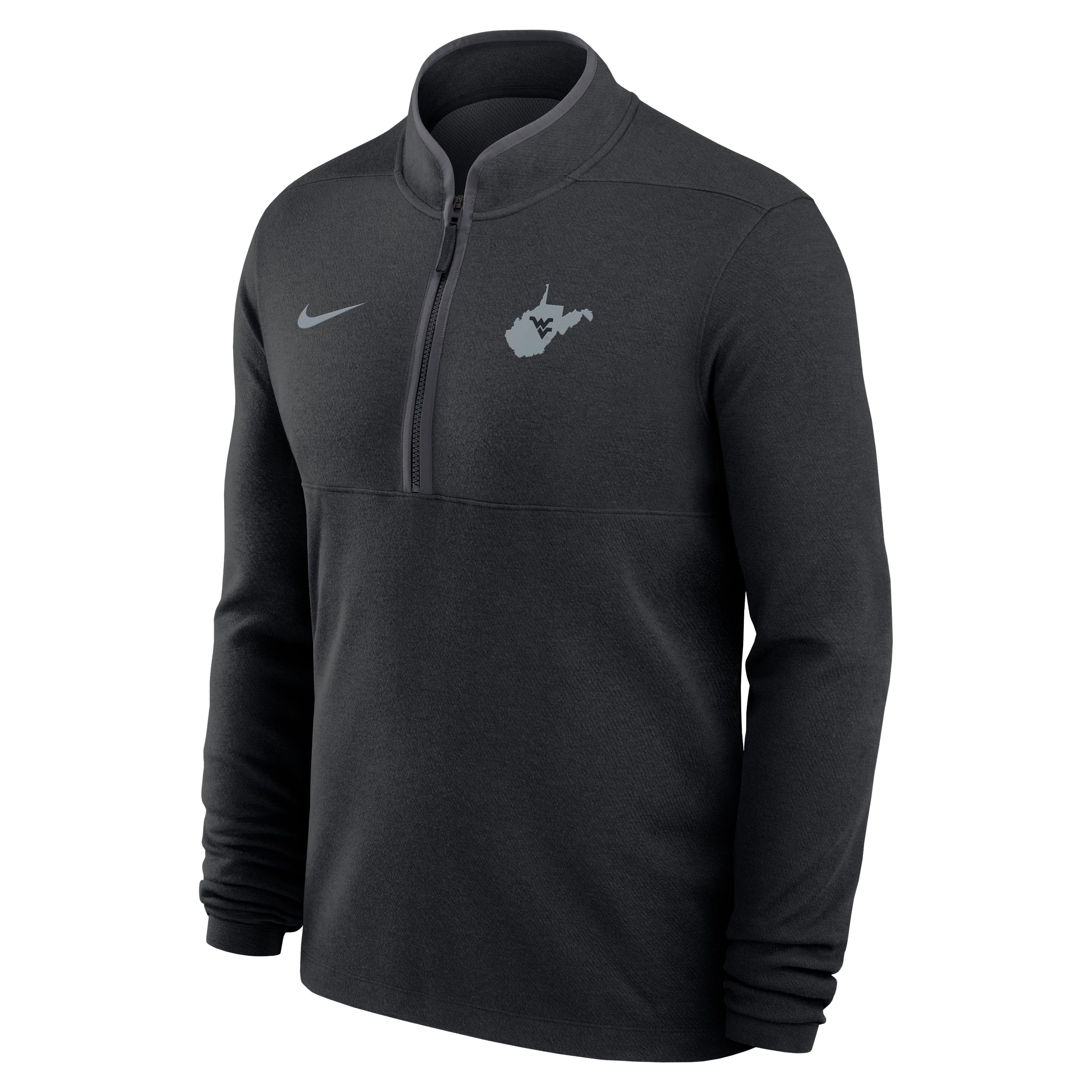 Pull-over Nike West Virginia Mountaineers noir pour homme, modèle « Built on Bravery Victory Dri-FIT », demi-zip