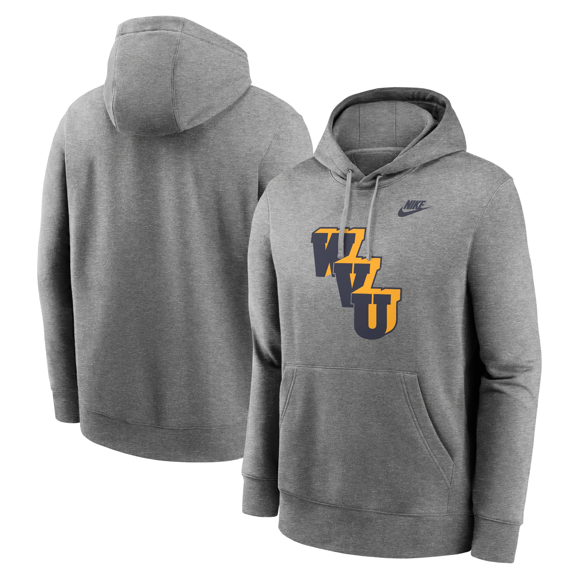 Sweat à capuche en polaire Nike West Virginia Mountaineers Legacy Logo Club pour homme, gris chiné